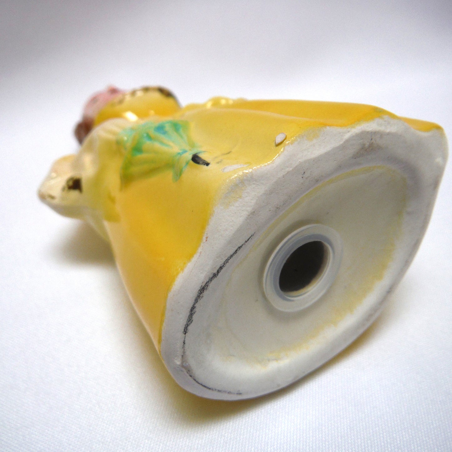VINTAGE YELLOW NAPKIN HOLDER, SALT, PEPPER SHAKER: 'Victorian Lady & The Daughters' 3-PC Set