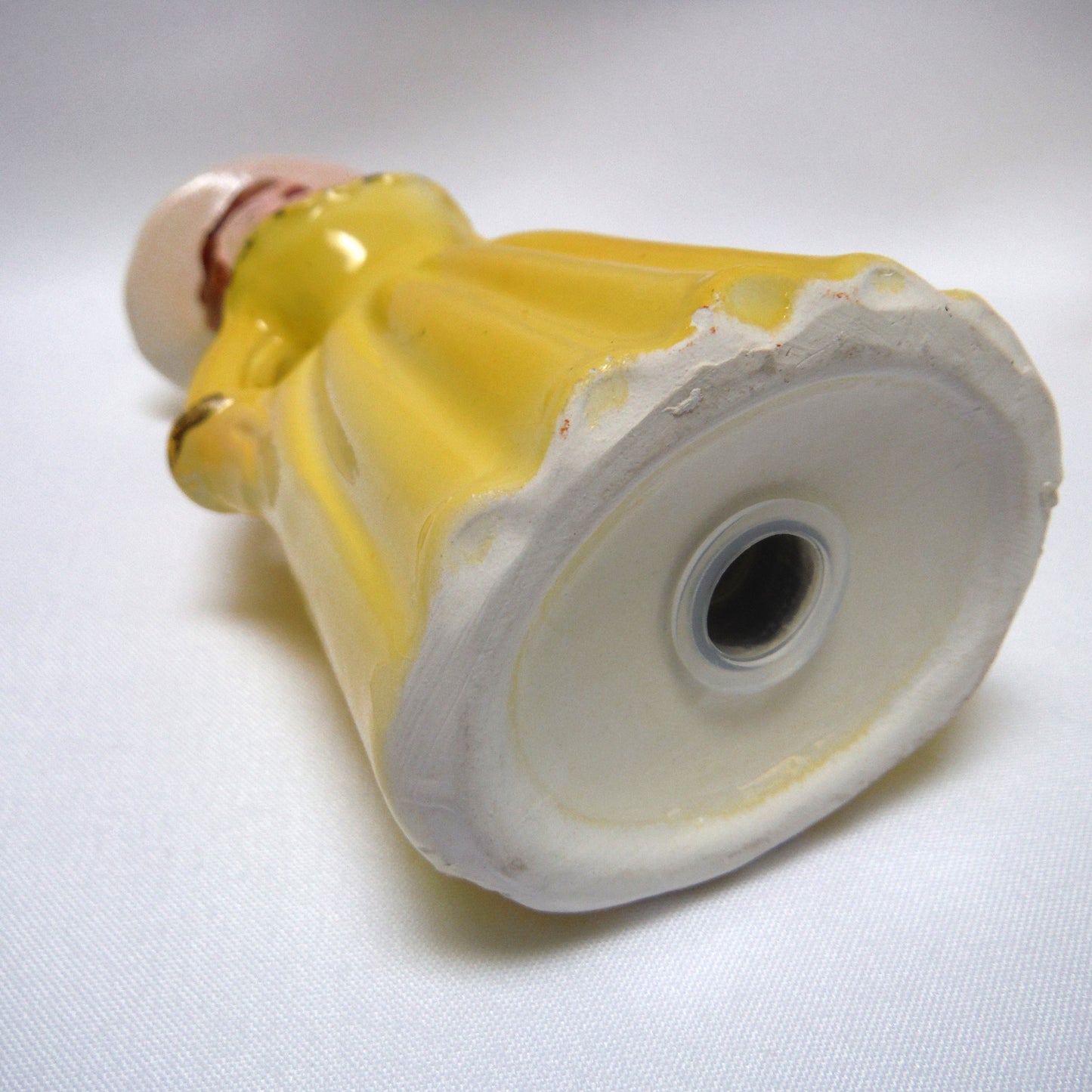 VINTAGE YELLOW NAPKIN HOLDER, SALT, PEPPER SHAKER: 'Victorian Lady & The Daughters' 3-PC Set