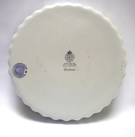 EVESHAM PORCELAIN 9-Inch PLATTER/QUICHE DISH by Royal Worcester of England: 'Plums, Oranges, and Black Currants'