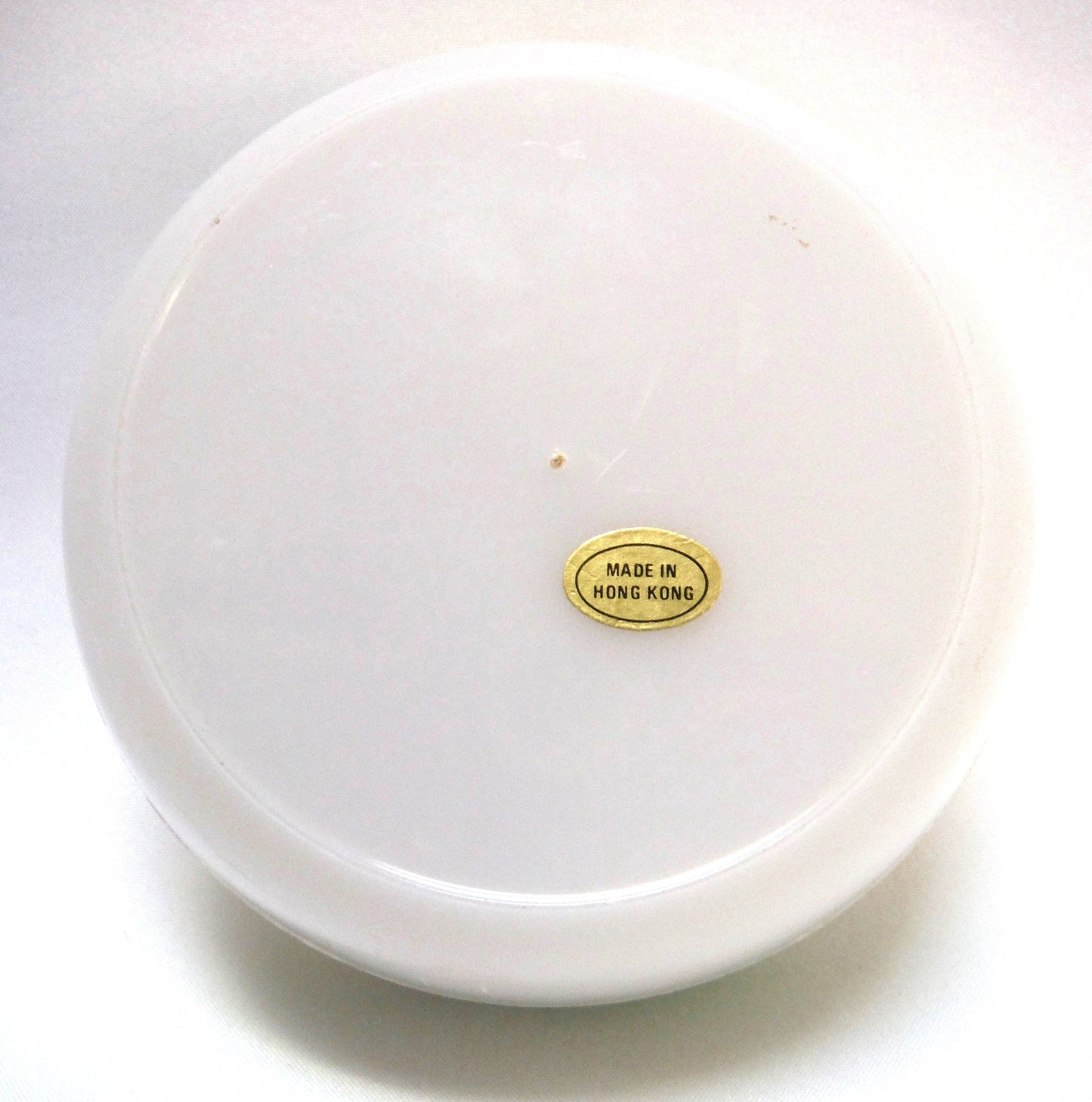 Vintage 1960's Round Celluloid Trinket Box with Hinged-Lid: 'PINK AND YELLOW BOUQUET'