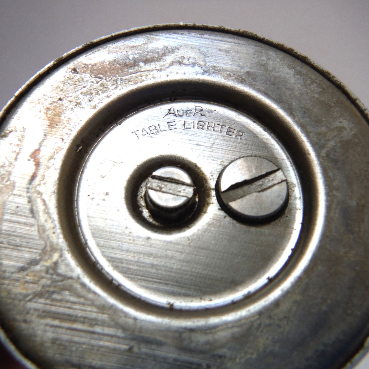 Antique Brass AUER TABLE LIGHTER: 'Diamond-Checked' Rare Art Deco Style