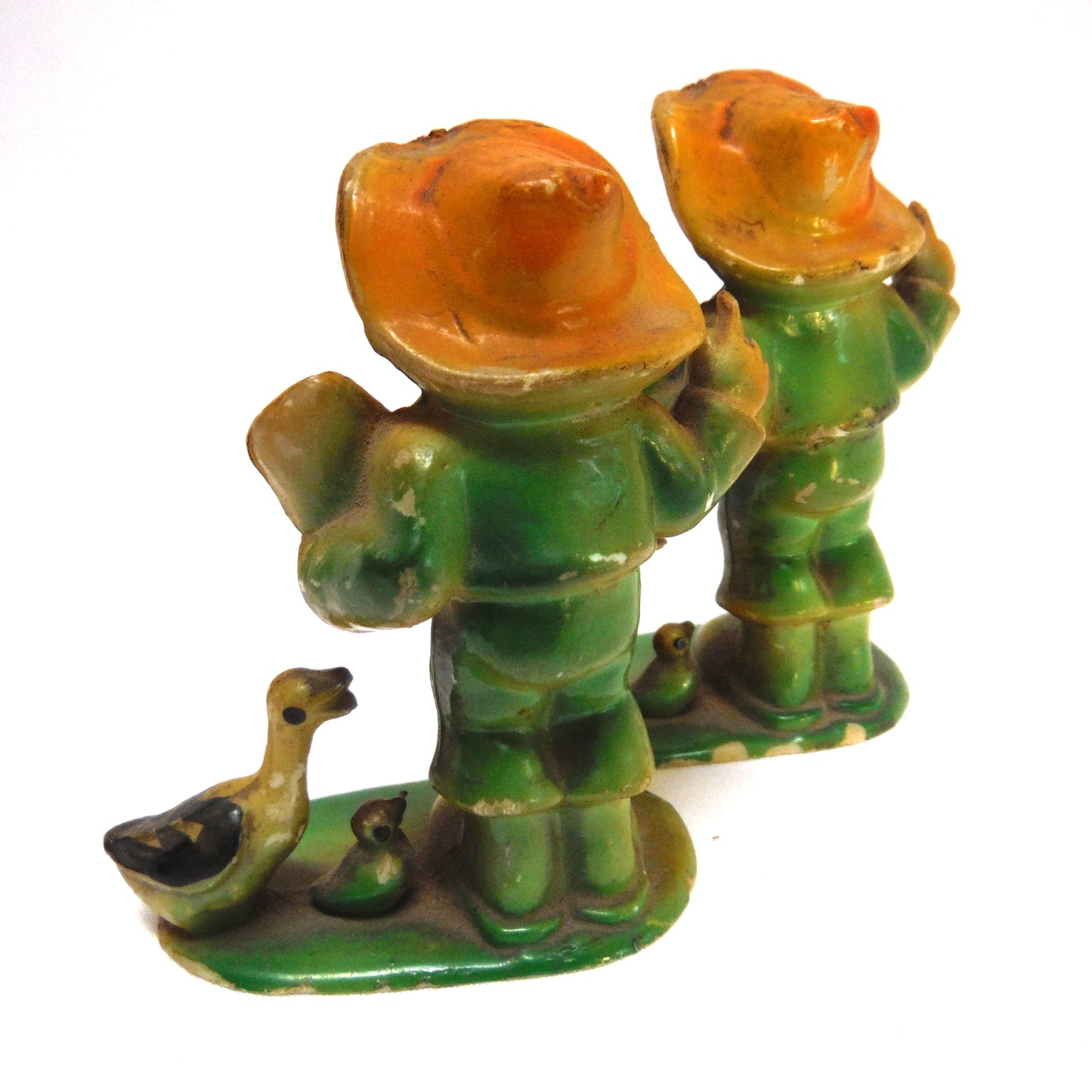 Pair of Antique MARX FARM FIGURINES: 'Boy Feeding The Geese'
