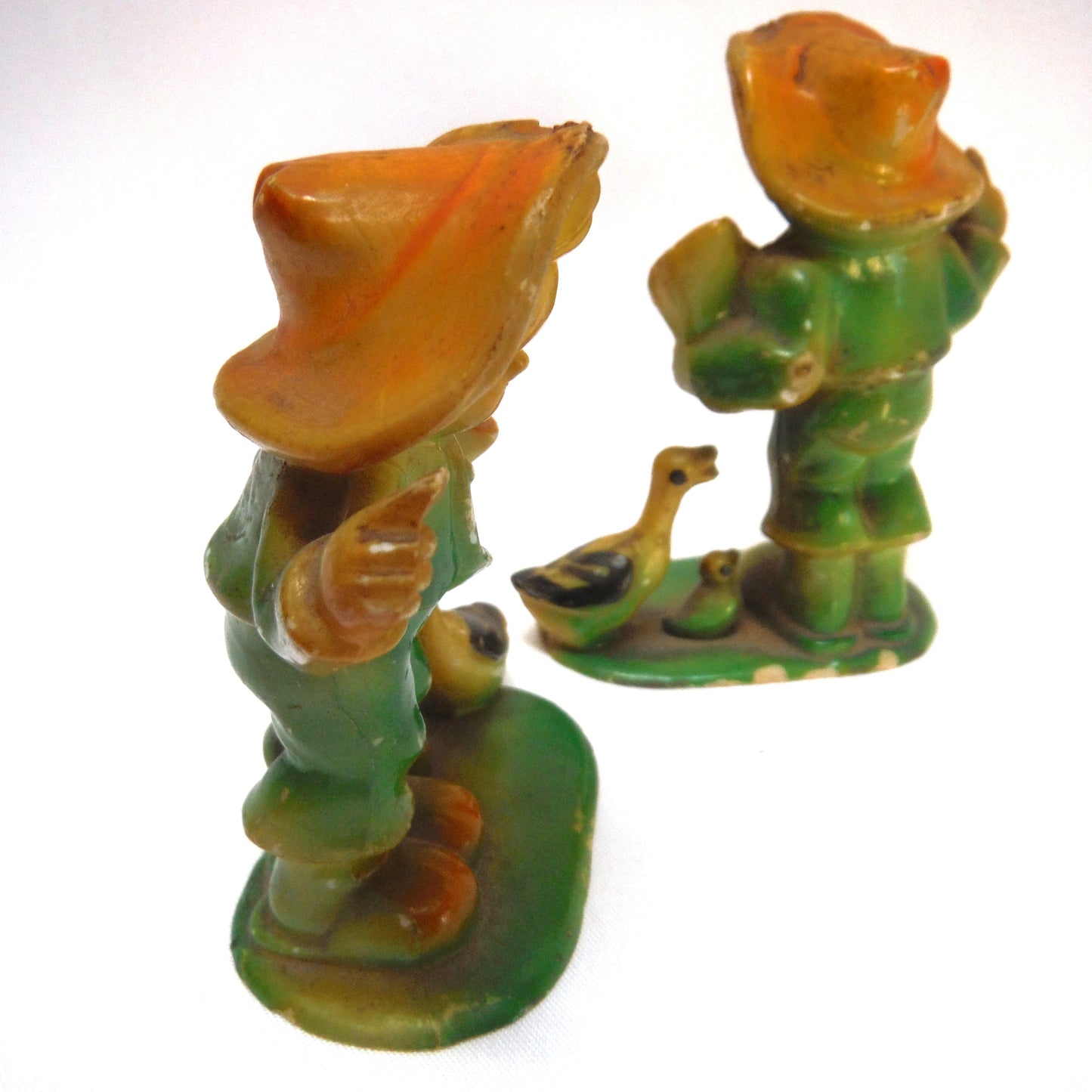 Pair of Antique MARX FARM FIGURINES: 'Boy Feeding The Geese'