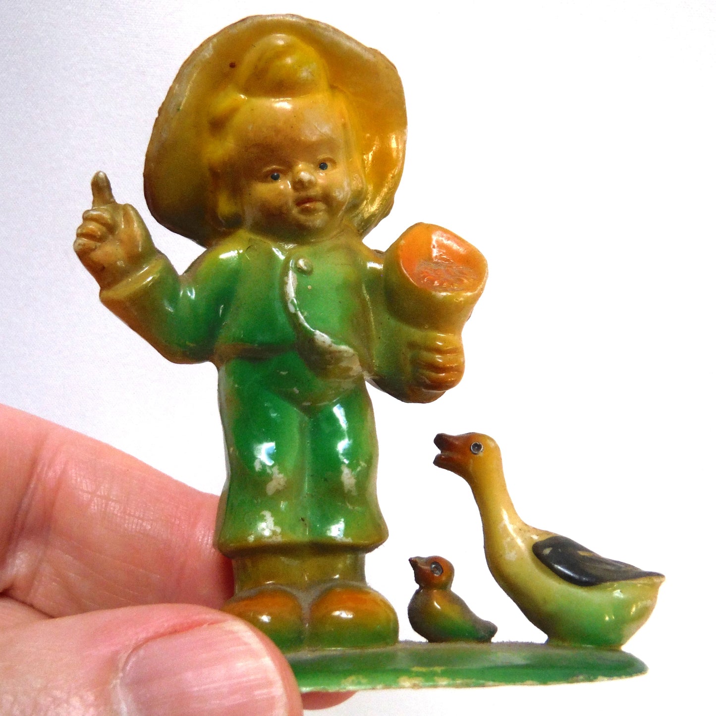 Pair of Antique MARX FARM FIGURINES: 'Boy Feeding The Geese'