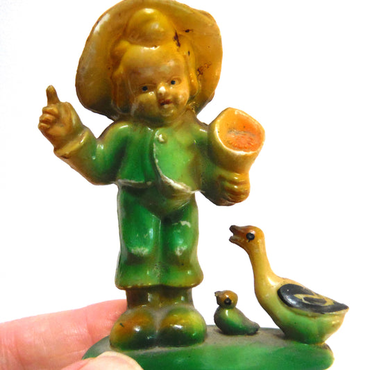 Pair of Antique MARX FARM FIGURINES: 'Boy Feeding The Geese'