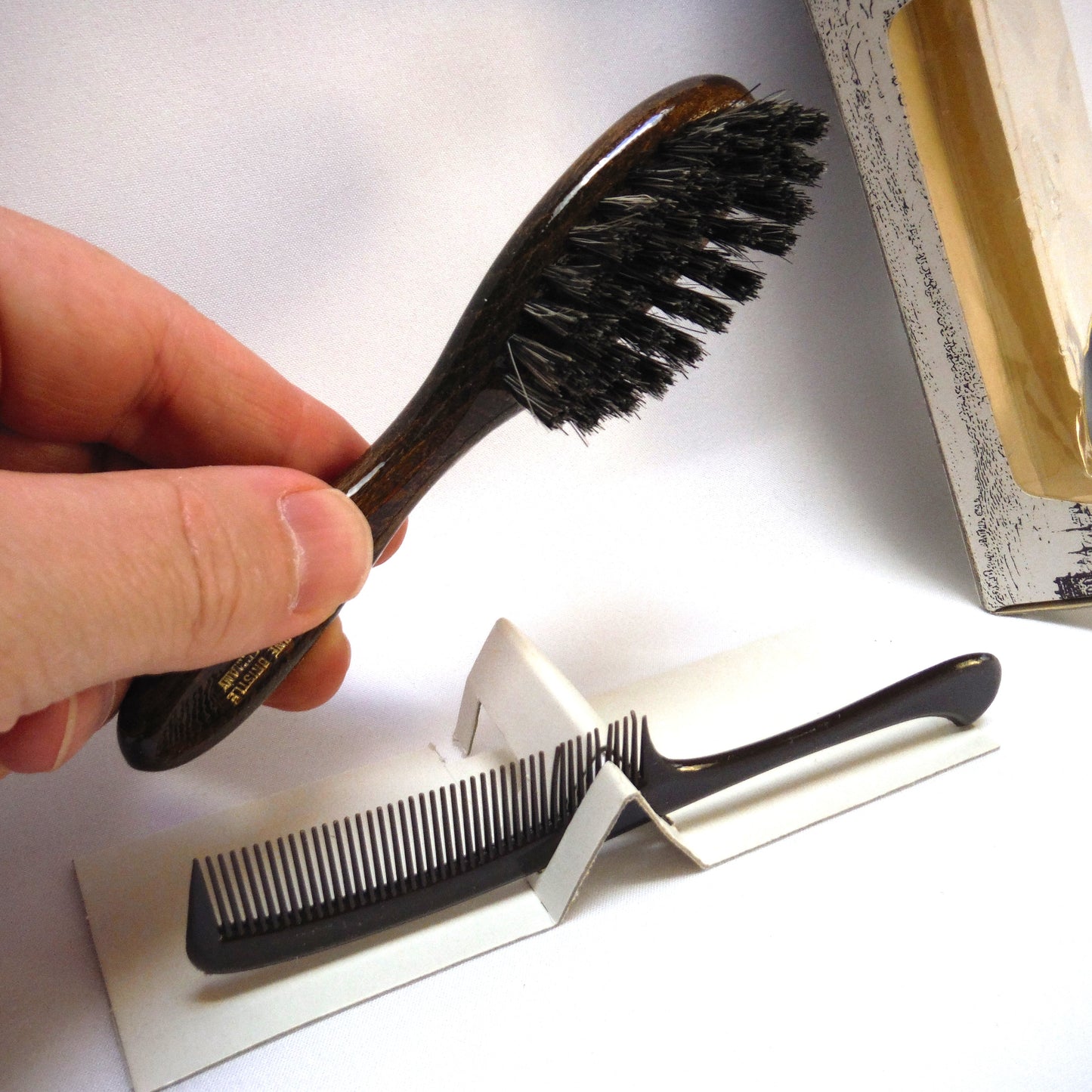 1960's Sanger Harris MUSTACHE BRUSH & COMB SET From West Germany: Brand New-Old Stock!