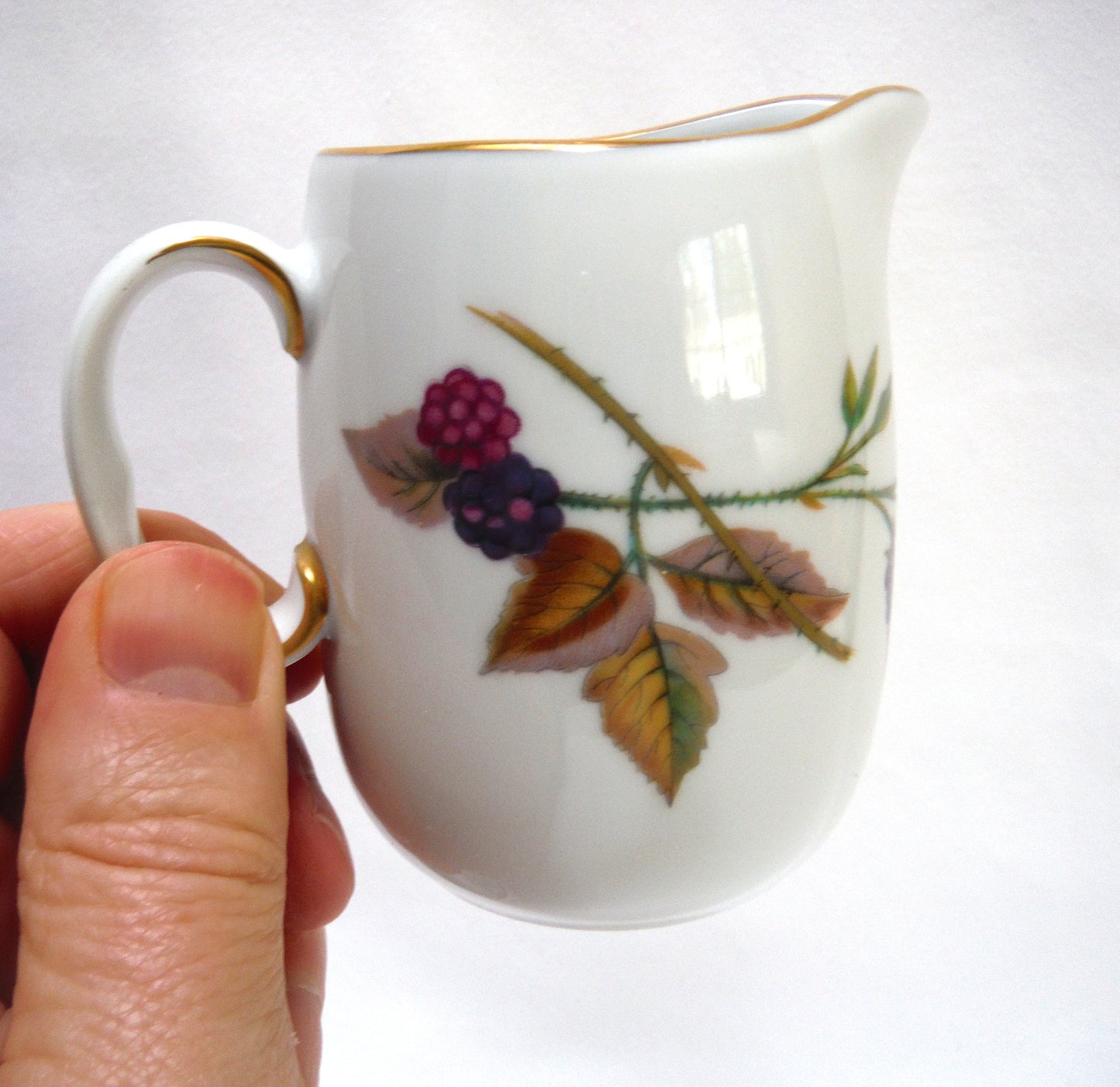 Vintage Royal Worcester Porcelain Creamer and Sugar Bowl, in their famous Evesham Pattern