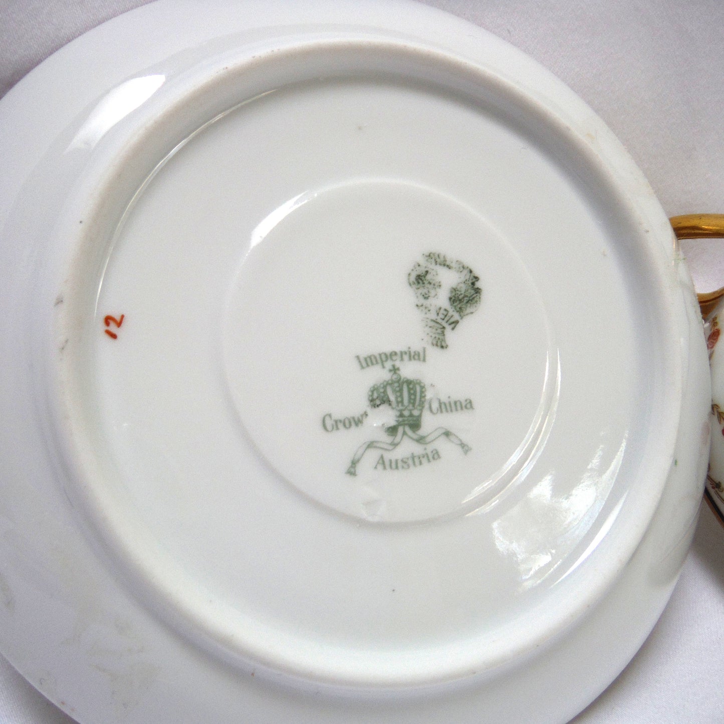 Vintage Pair of TWO-HANDLED SOUP BOWLS and Matching Saucers, by Imperial Crown China of Austria
