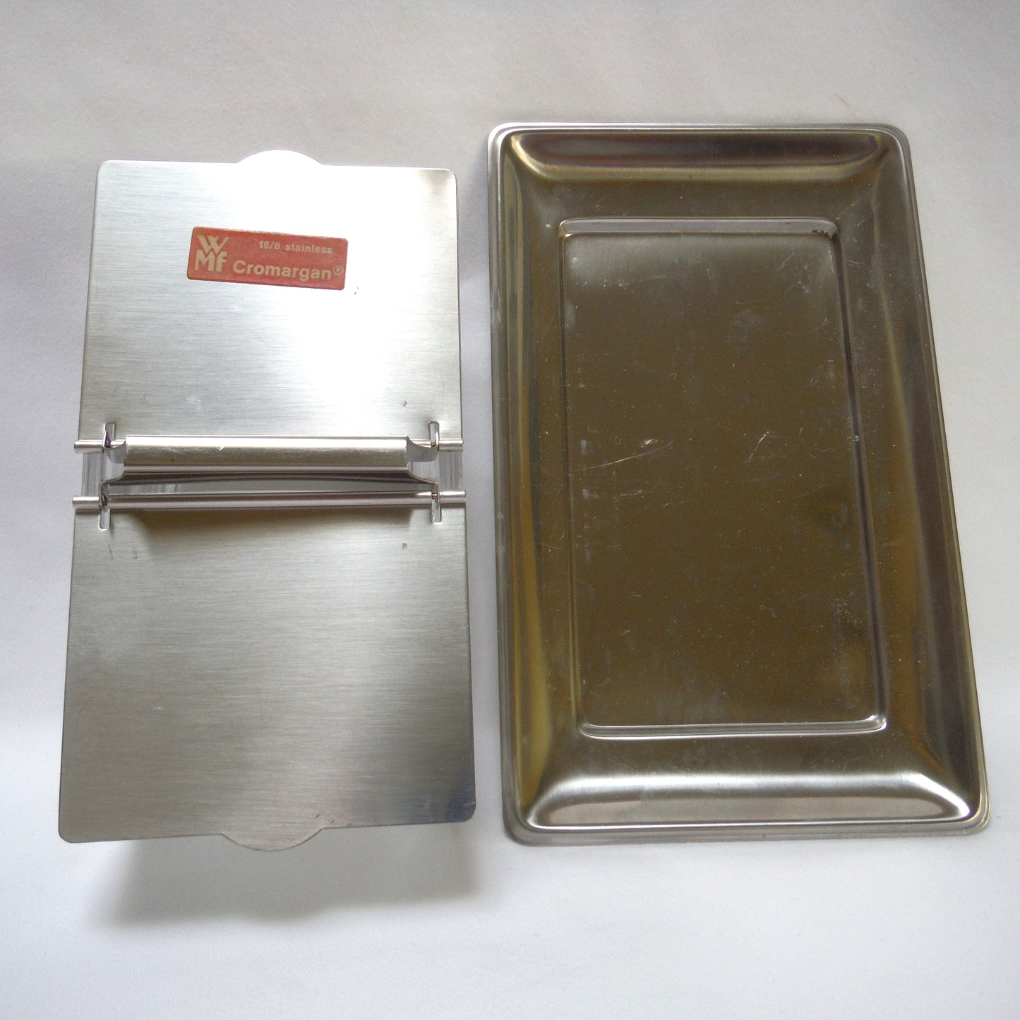 Mid-Century WMF CROMARGAN Glass Two-Sided German Condiment Server, with Matching Stainless Steel Tray