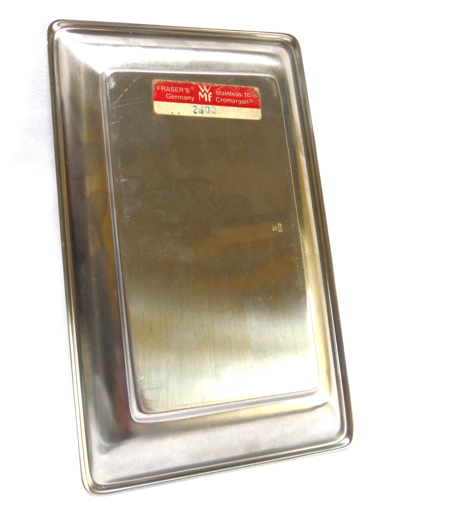 Mid-Century WMF CROMARGAN Glass Two-Sided German Condiment Server, with Matching Stainless Steel Tray