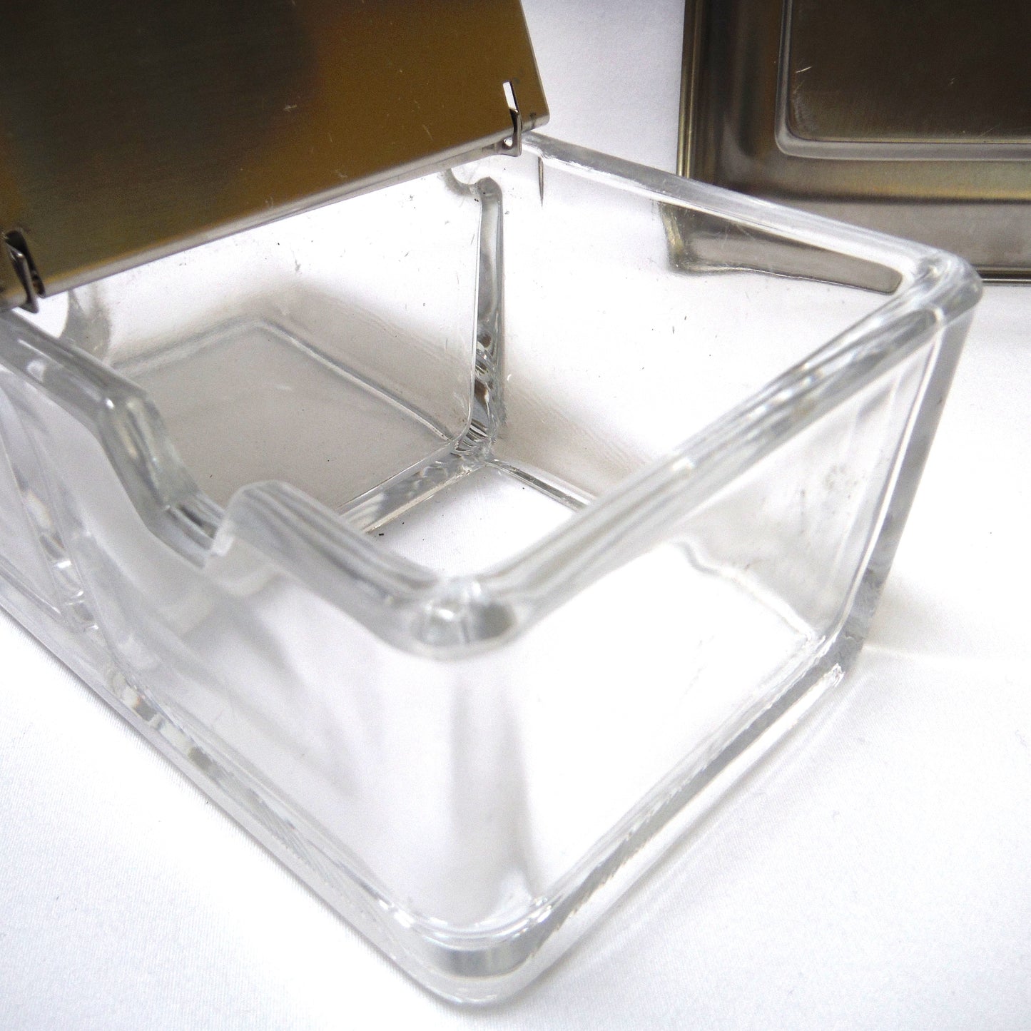Mid-Century WMF CROMARGAN Glass Two-Sided German Condiment Server, with Matching Stainless Steel Tray