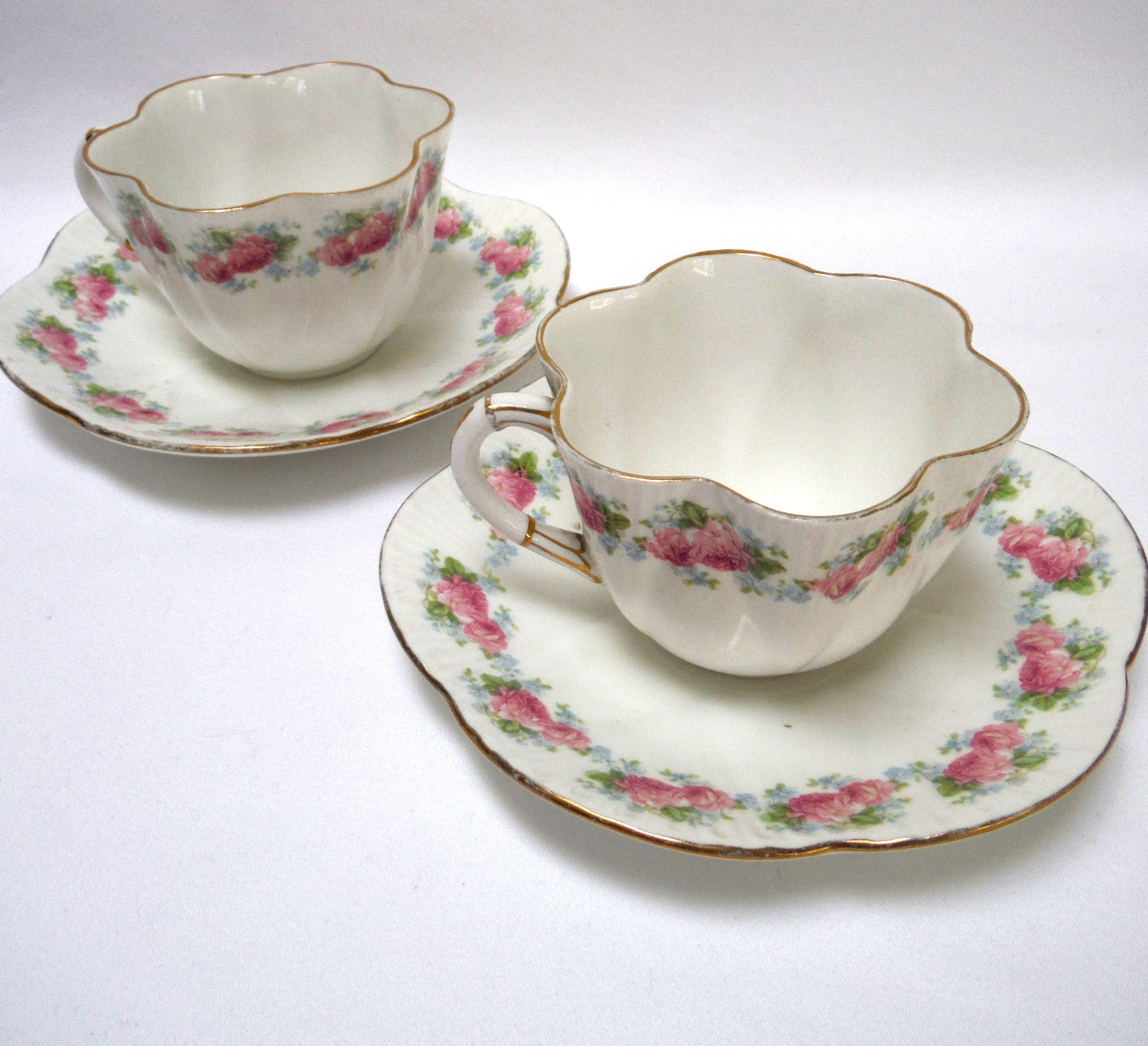 Set of Two SHELLEY CUP AND SAUCERS, in the 1910-1916 “Late Foley” Period