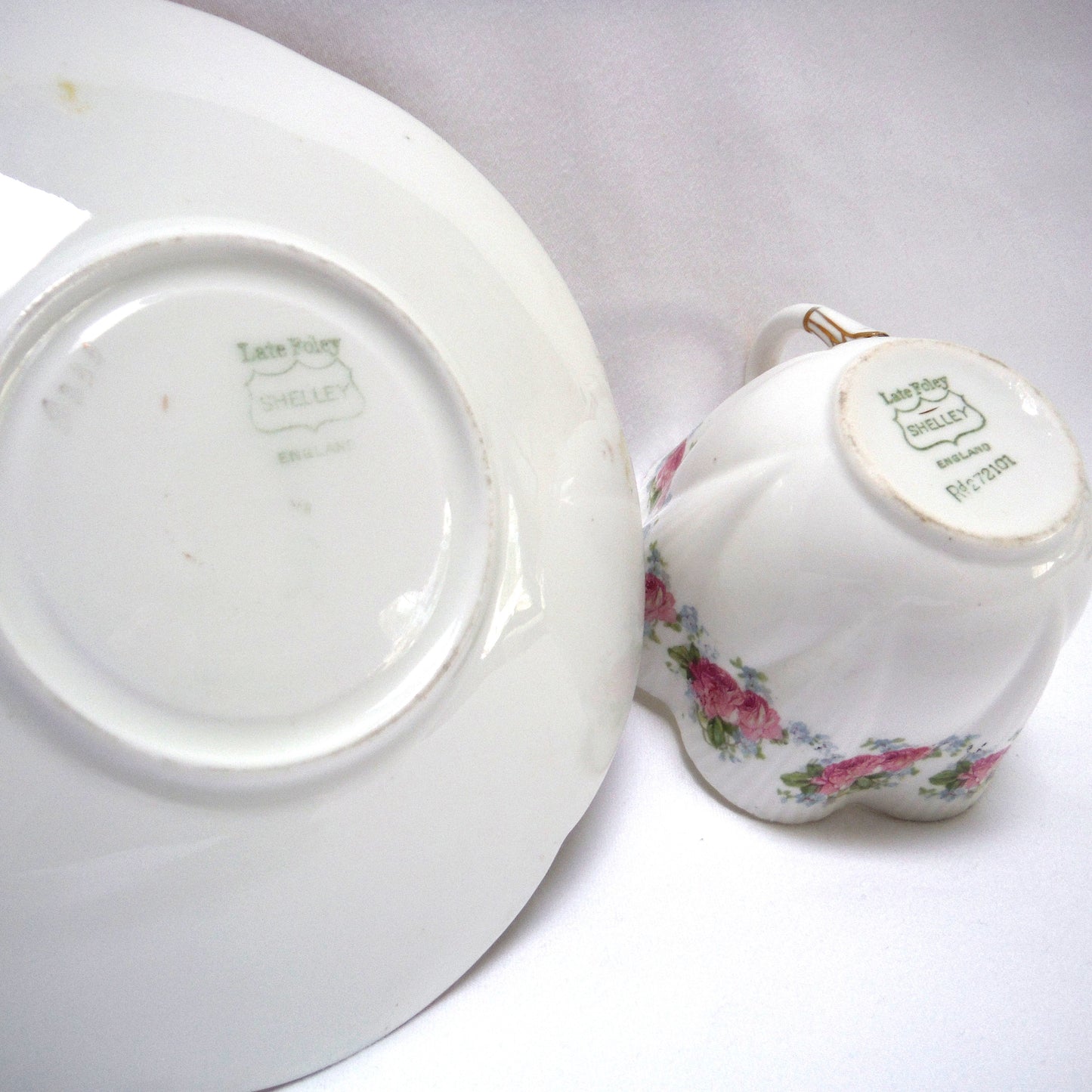 Set of Two SHELLEY CUP AND SAUCERS, in the 1910-1916 “Late Foley” Period