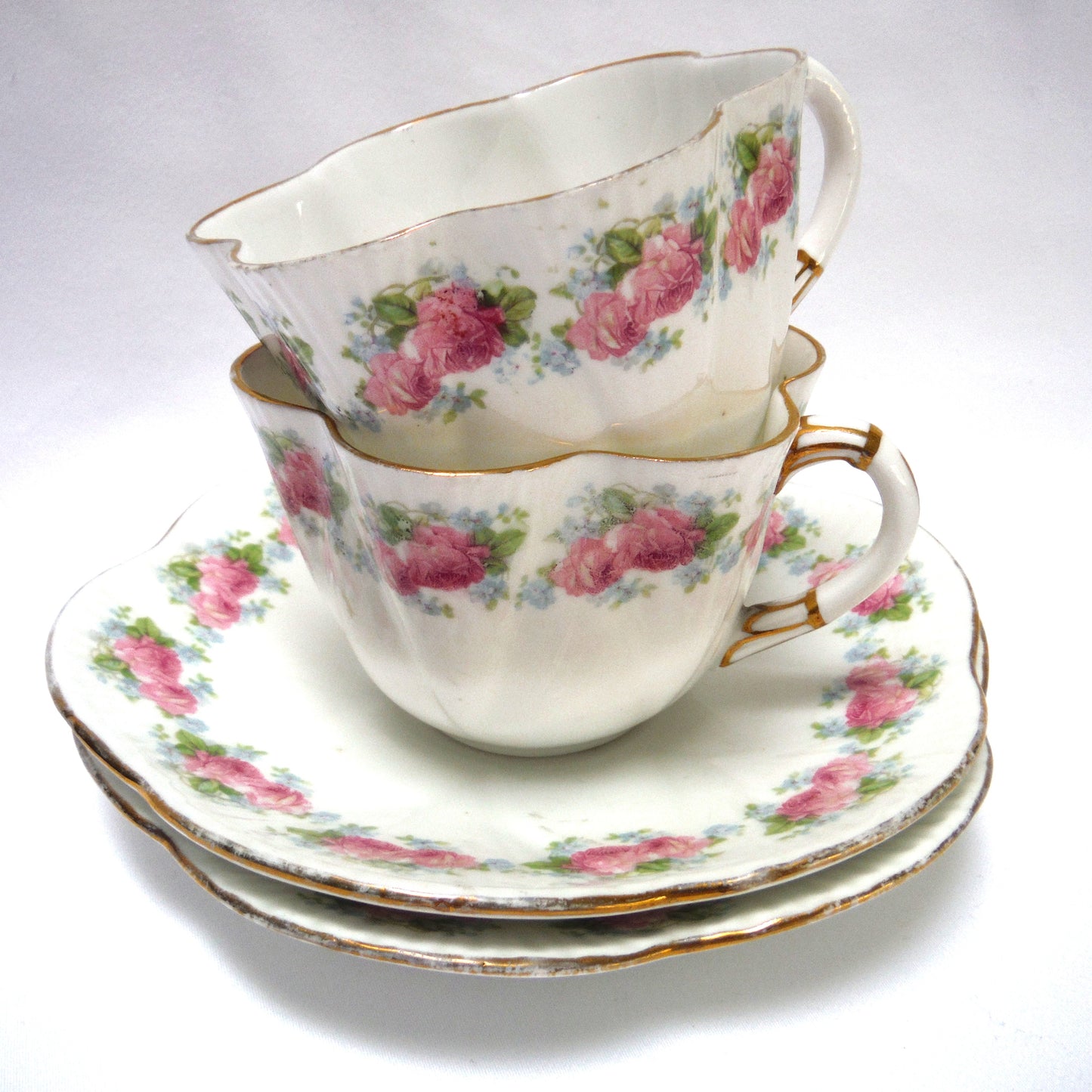 Set of Two SHELLEY CUP AND SAUCERS, in the 1910-1916 “Late Foley” Period
