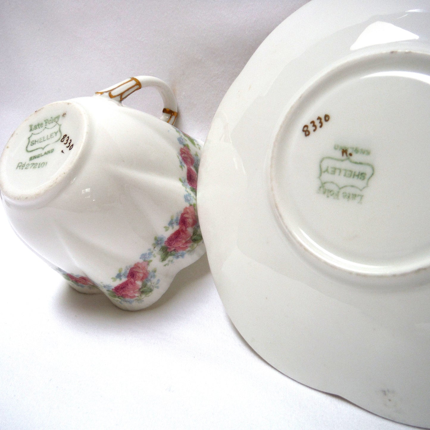 Set of Two SHELLEY CUP AND SAUCERS, in the 1910-1916 “Late Foley” Period