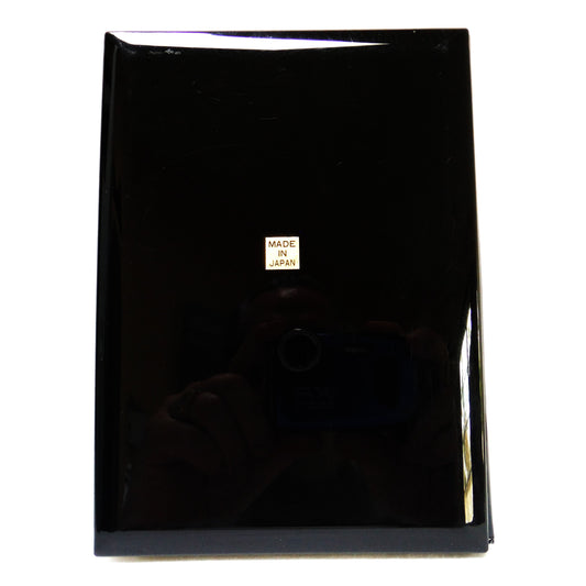 Vintage Address Book Black Lacquer on Bakelite: 'TWO HUMMINGBIRDS FEEDING' Made in Japan