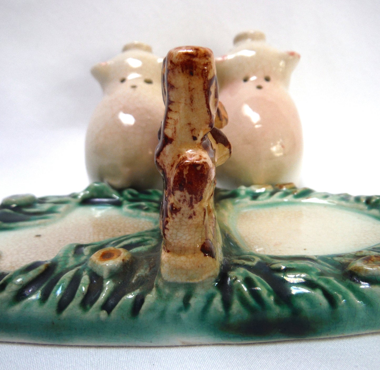 Vintage Made in Japan Hand-Painted 'A Pair of Pigs Salt & Salt Shaker...Busting Loose!'