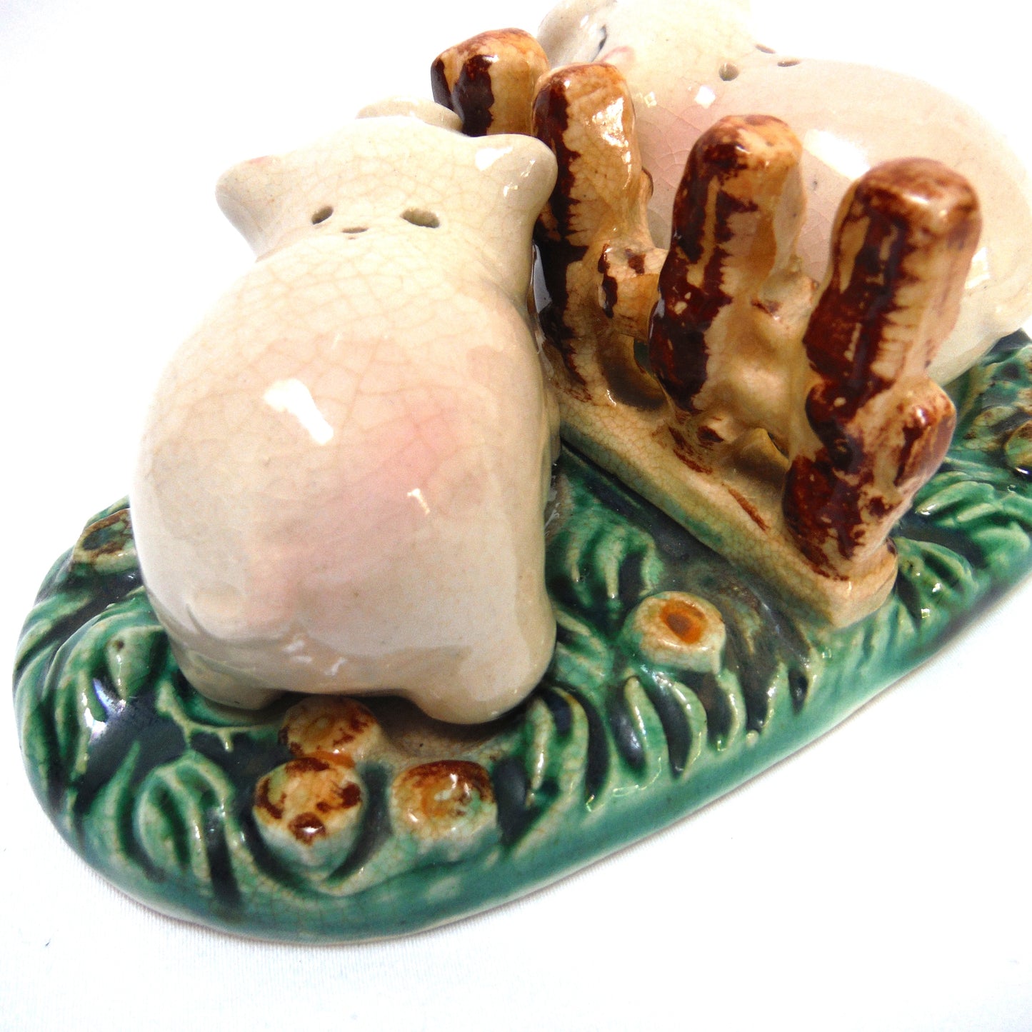 Vintage Made in Japan Hand-Painted 'A Pair of Pigs Salt & Salt Shaker...Busting Loose!'