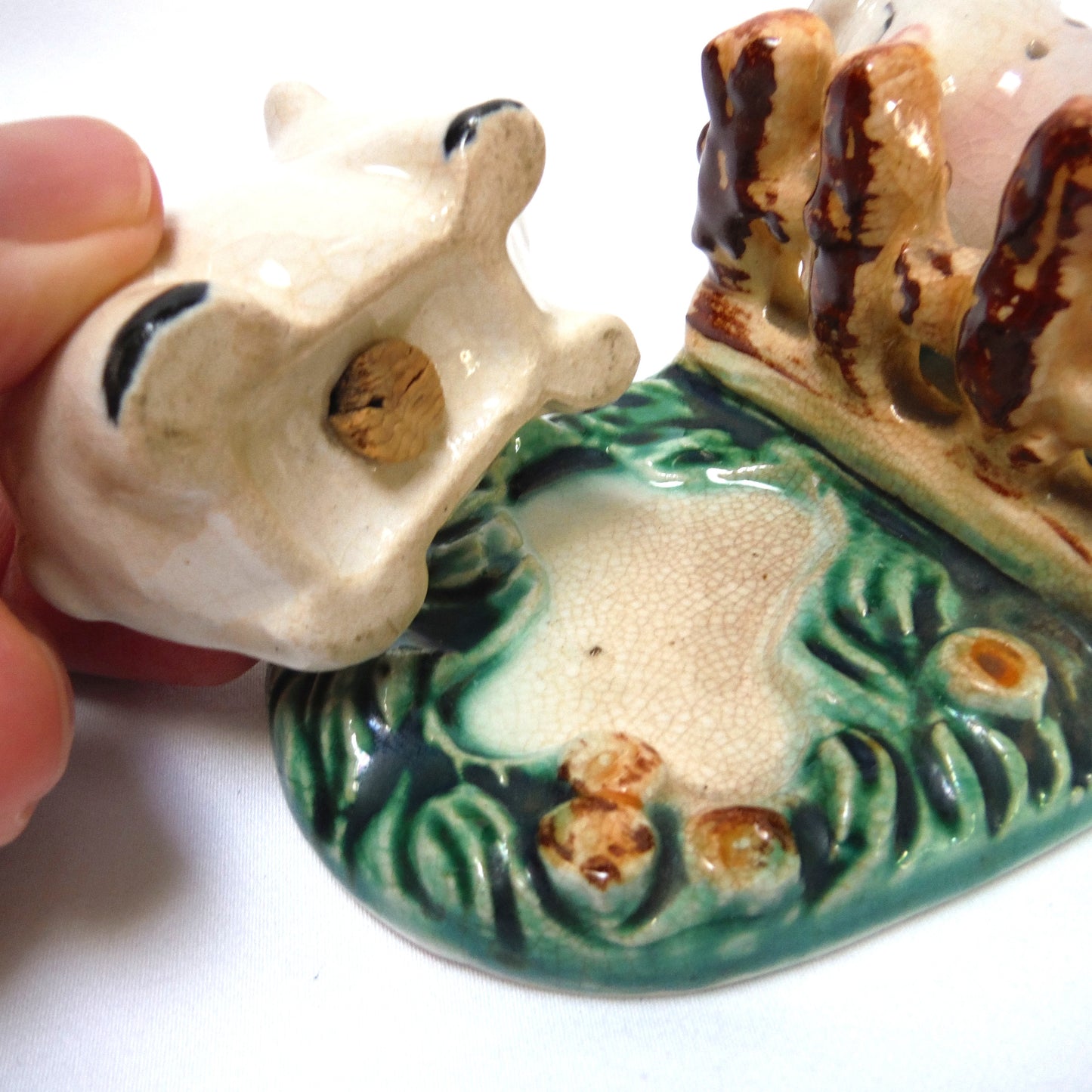 Vintage Made in Japan Hand-Painted 'A Pair of Pigs Salt & Salt Shaker...Busting Loose!'