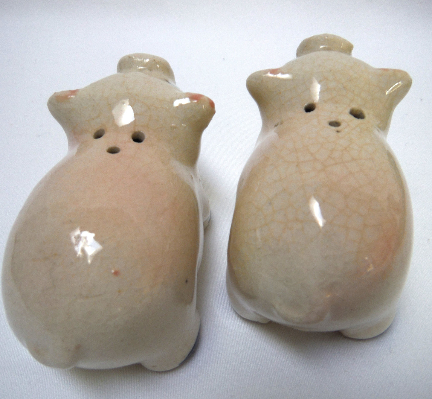 Vintage Made in Japan Hand-Painted 'A Pair of Pigs Salt & Salt Shaker...Busting Loose!'