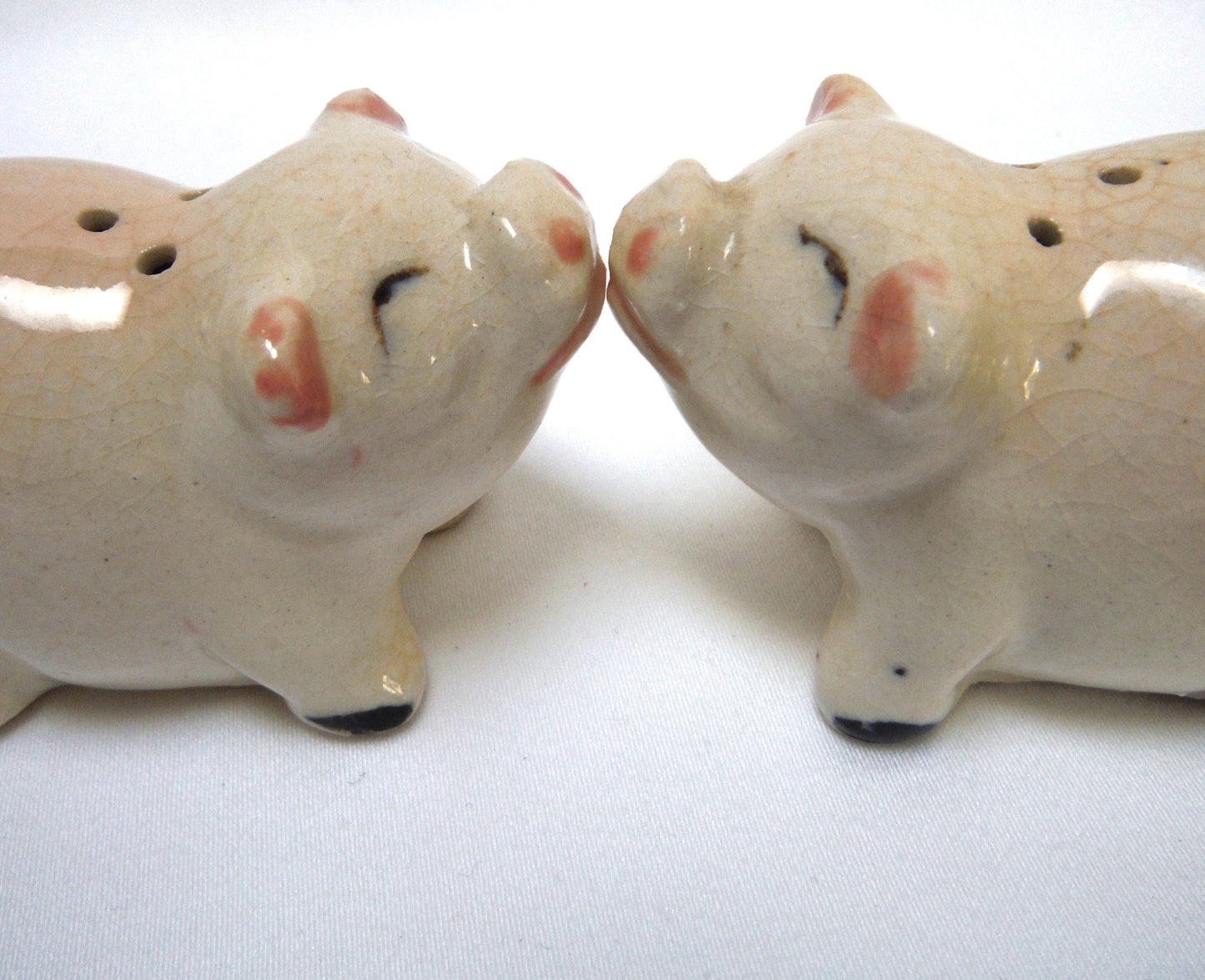 Vintage Made in Japan Hand-Painted 'A Pair of Pigs Salt & Salt Shaker...Busting Loose!'