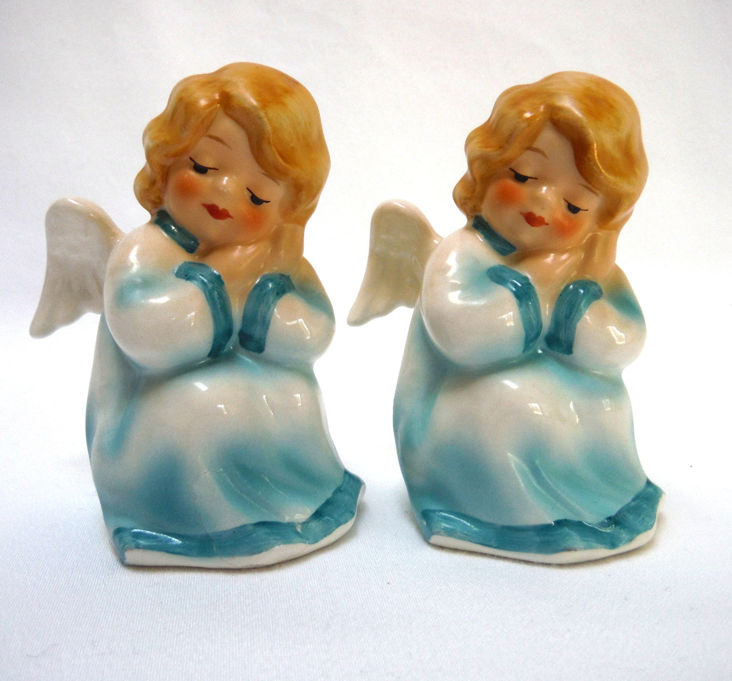 Vintage Pair of Goebel Statuettes from West Germany: 'TWO BLUE ANGELS RESTING'
