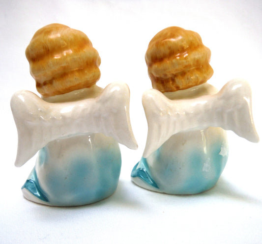 Vintage Pair of Goebel Statuettes from West Germany: 'TWO BLUE ANGELS RESTING'