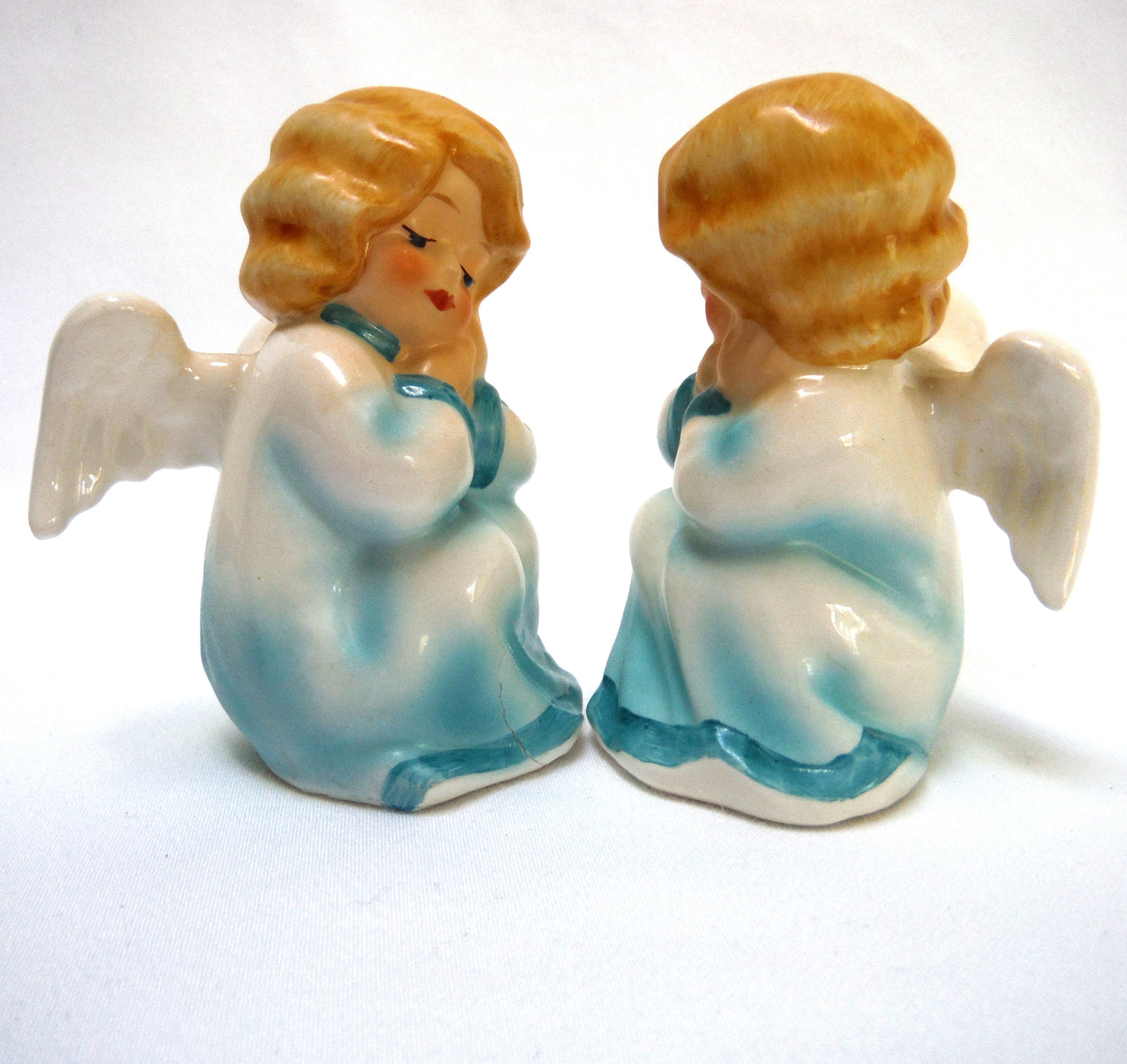 Vintage Pair of Goebel Statuettes from West Germany: 'TWO BLUE ANGELS RESTING'
