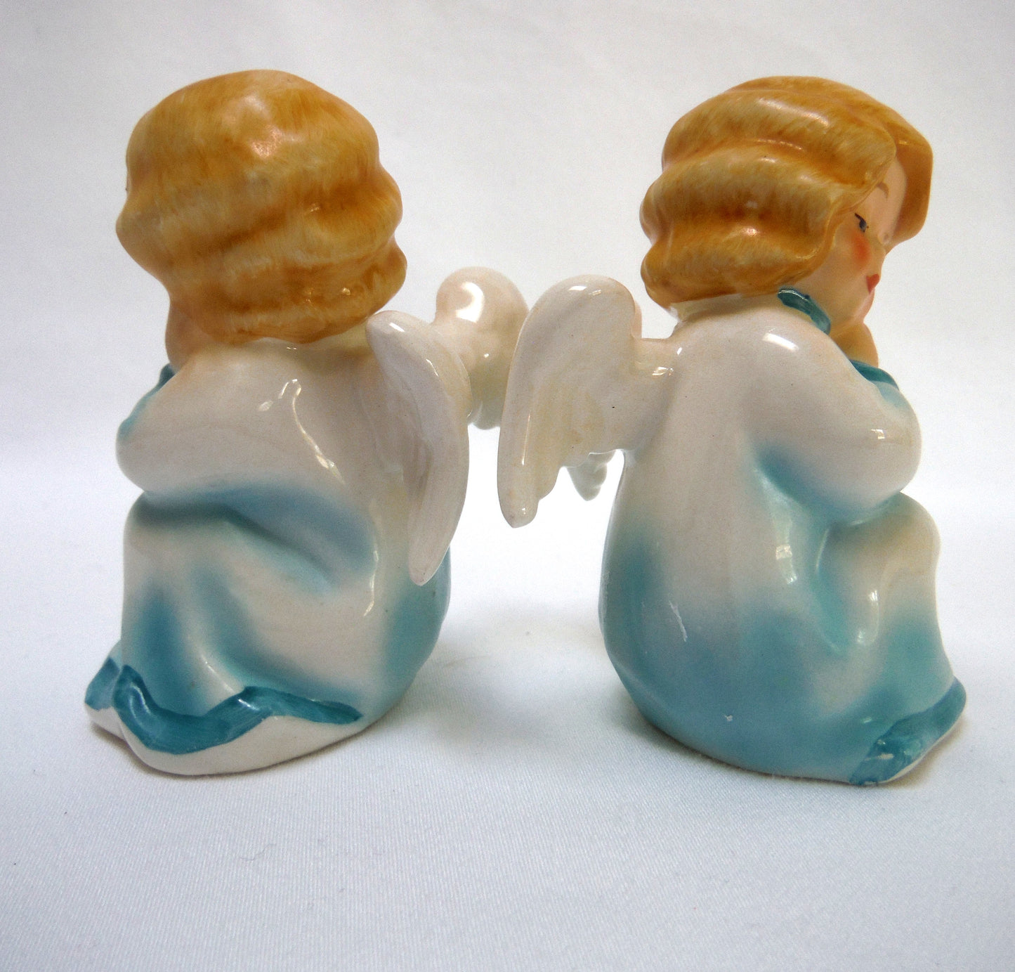 Vintage Pair of Goebel Statuettes from West Germany: 'TWO BLUE ANGELS RESTING'
