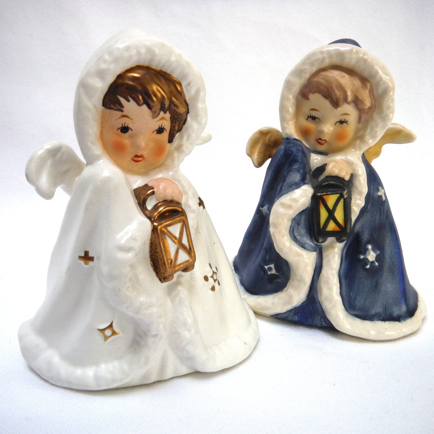 West Germany Vintage Goebel Blue OR White ROBED ANGEL WITH LANTERN 1958 Christmas Ornament (Priced Individually)
