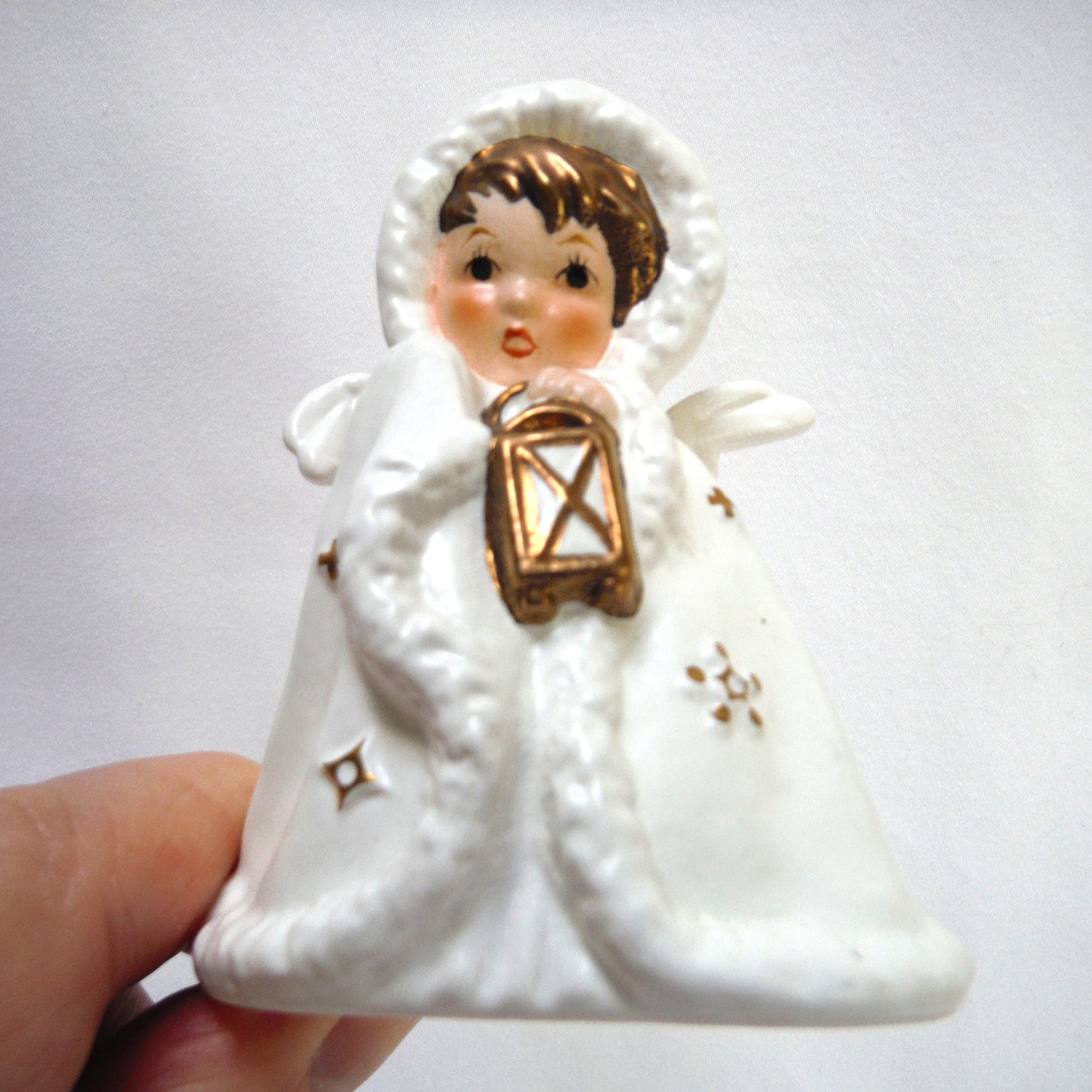 West Germany Vintage Goebel Blue OR White ROBED ANGEL WITH LANTERN 1958 Christmas Ornament (Priced Individually)