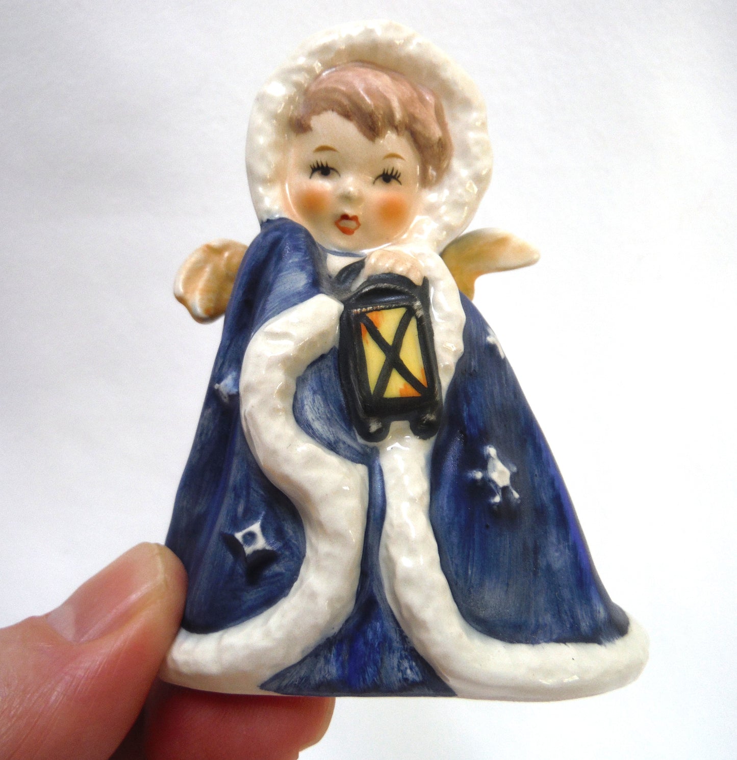 West Germany Vintage Goebel Blue OR White ROBED ANGEL WITH LANTERN 1958 Christmas Ornament (Priced Individually)