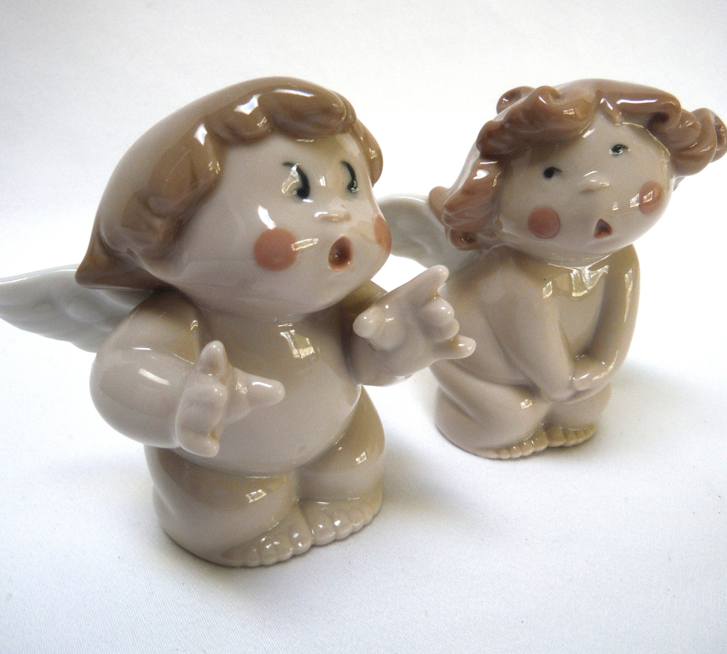 CHEEKY CHERUB ANGELS: 'Oh No' and 'Surprise' Porcelain Figurines, from NAO - LLADRO SPAIN Collections (Priced Individually)