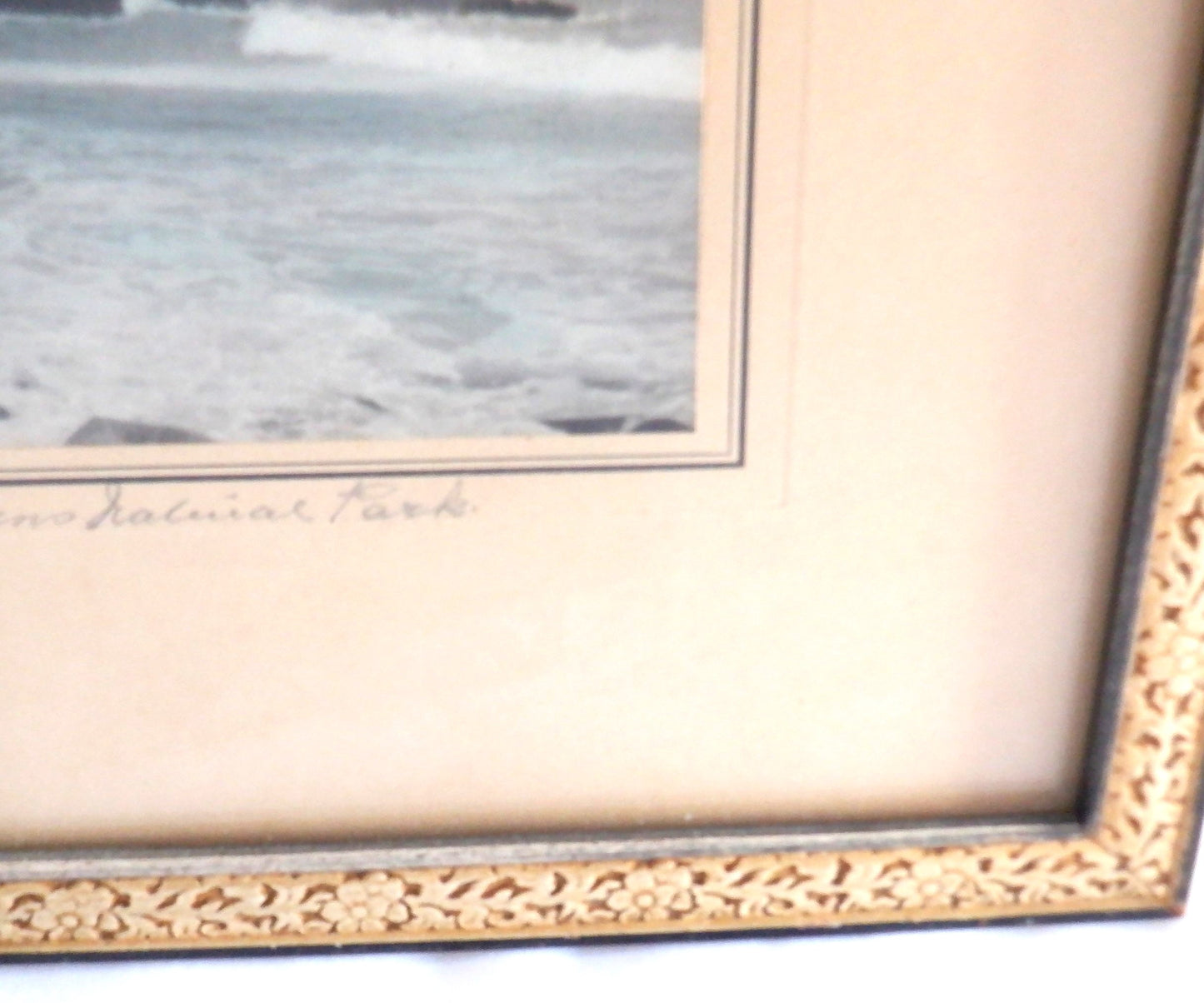 CUNARD'S BEACH, Nova Scotia, Antique Hand-Tinted 1939 Framed Photograph!