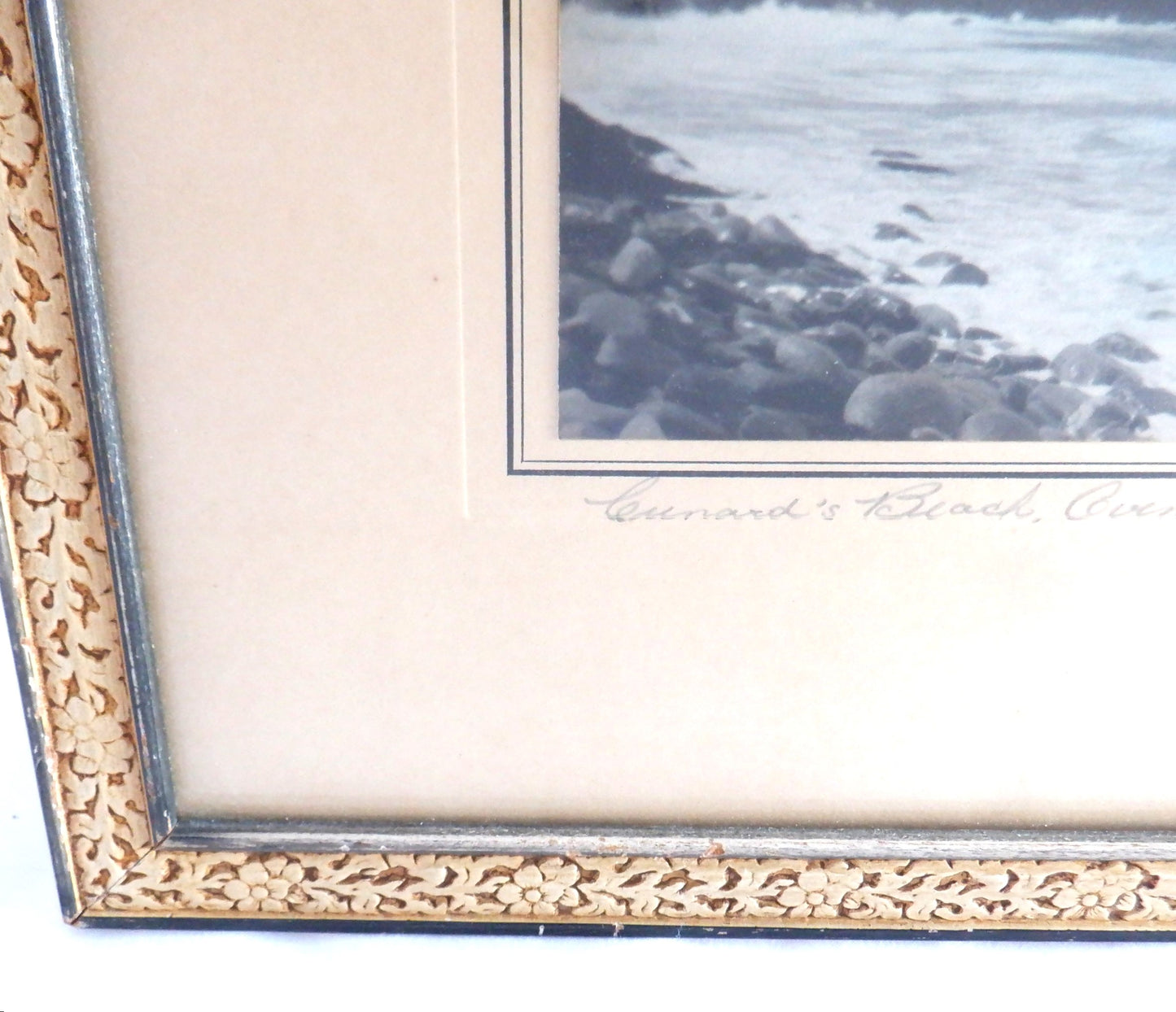 CUNARD'S BEACH, Nova Scotia, Antique Hand-Tinted 1939 Framed Photograph!