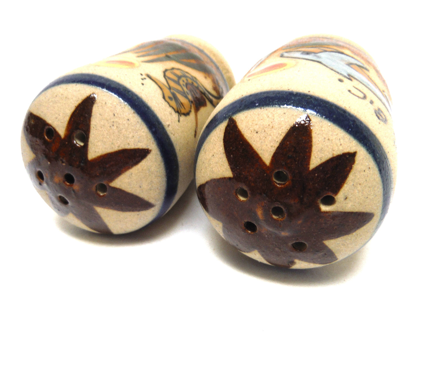 HAND PAINTED SALT AND PEPPER SHAKERS FROM SAN FELIPE, BAJA CALIFORNIA MEXICO
