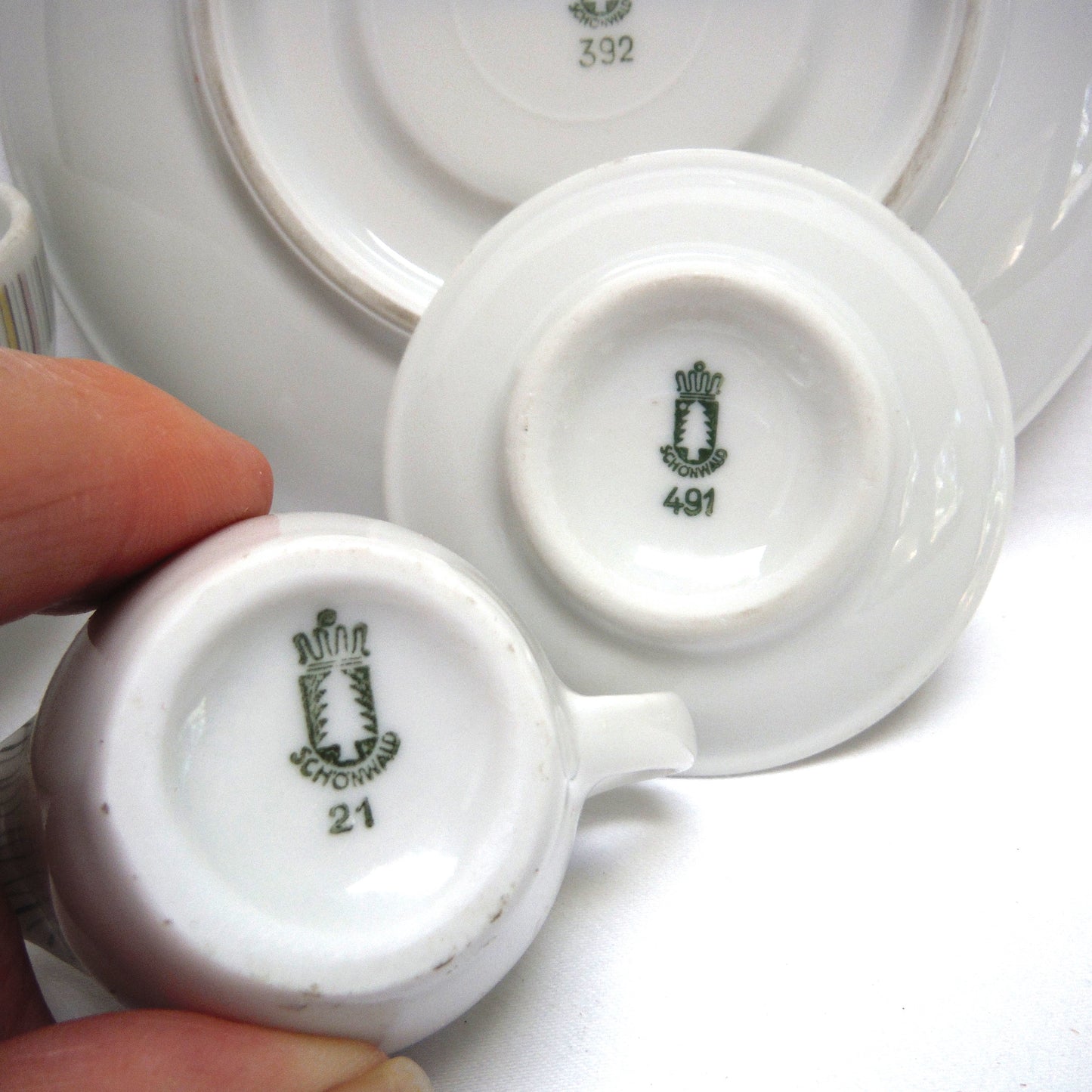 SHONWALD TEA CUP WITH SAUCER, AND A LOVELY MINI CREAMER SET