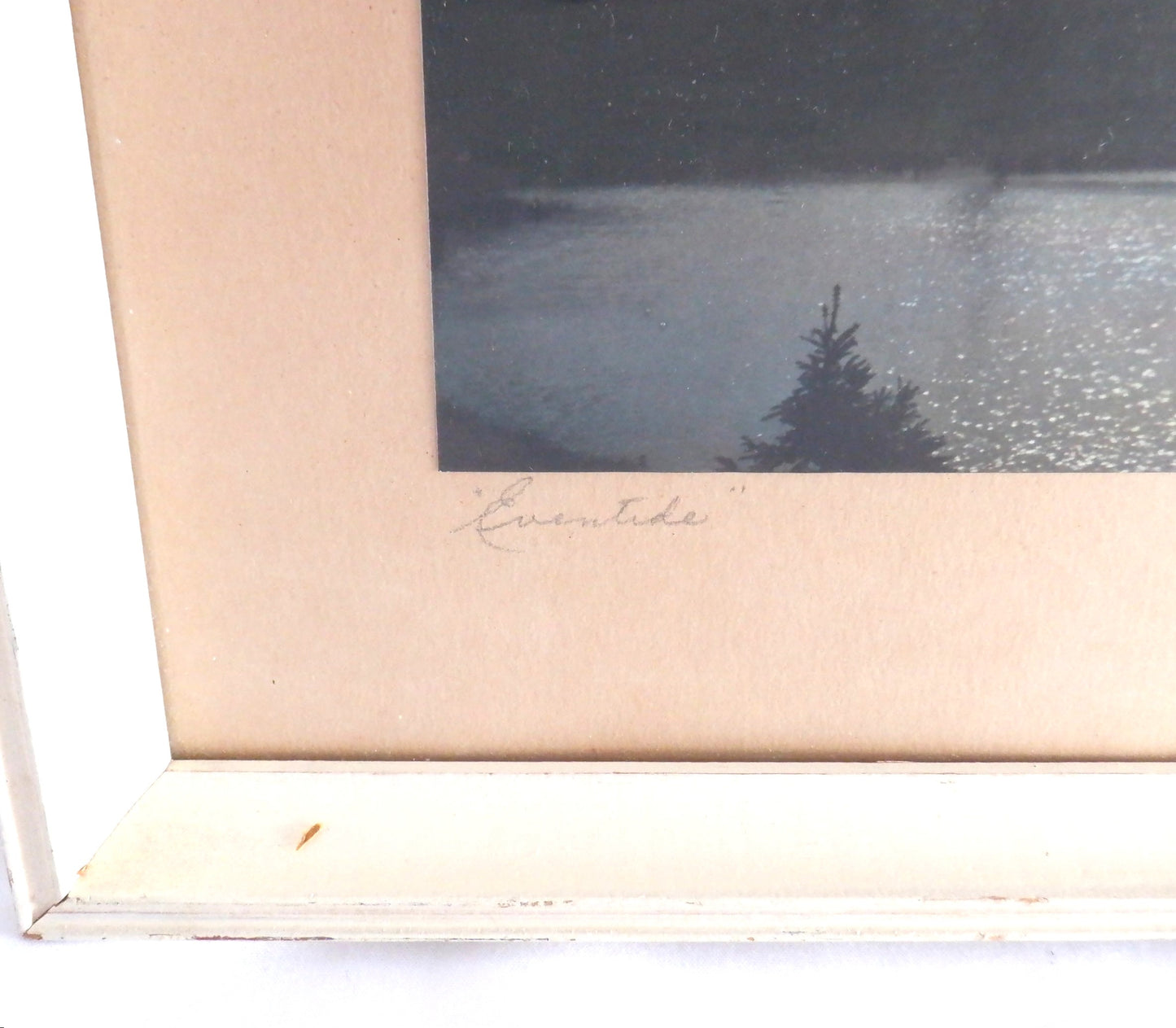 Vintage Hand-Tinted & Framed B&W Photograph by R. Lewis: 'EVENTIDE'