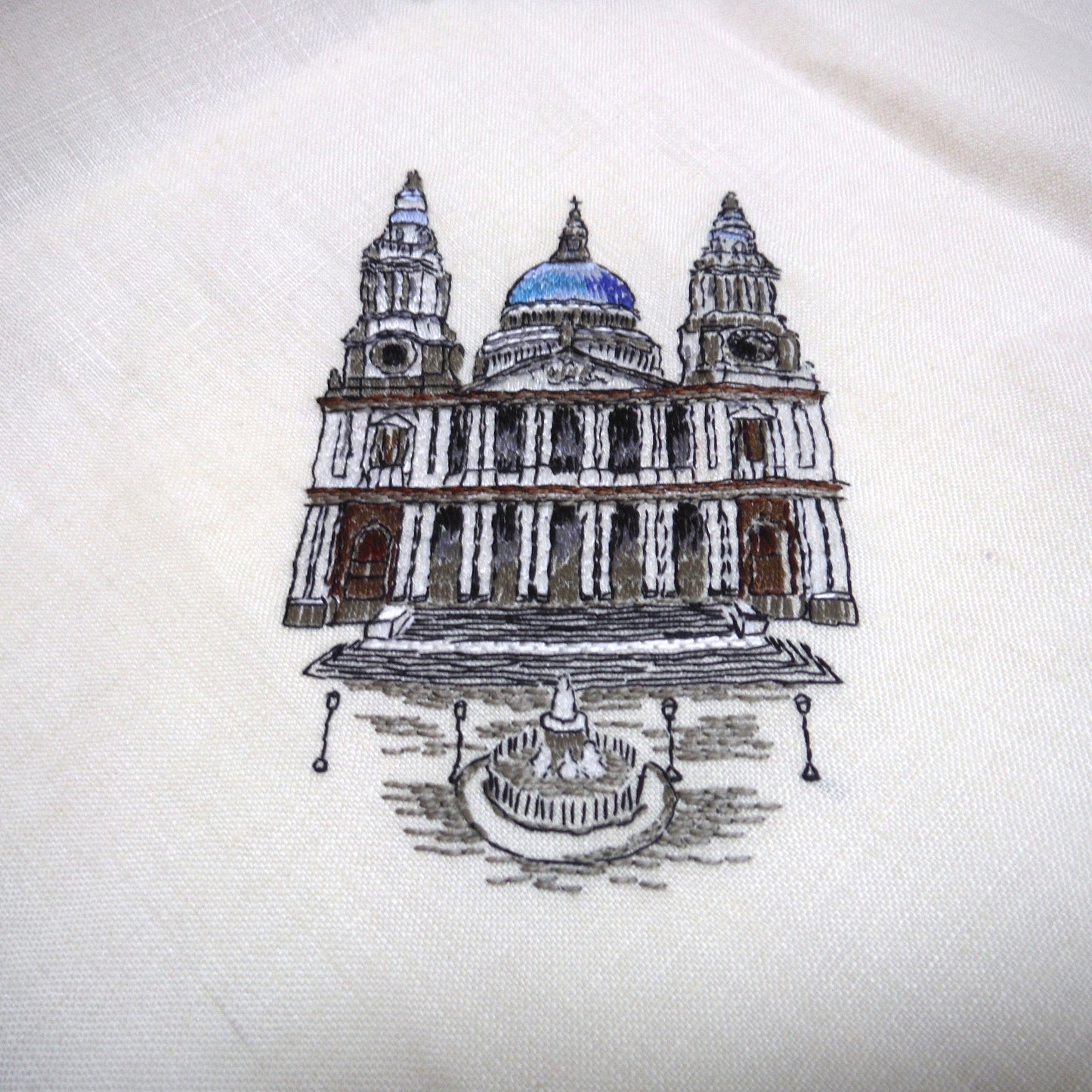 Set of Six 1950's Irish Linen Embroidered Napkins: LONDON SCENES, by The Sundew Company of Ireland.
