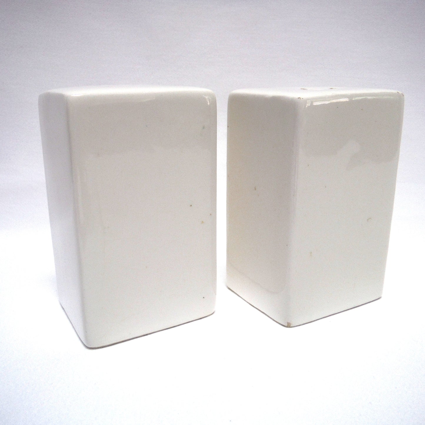 Vintage Pair of Made in Japan White Rectangular Spice Jars with 3-D Design: Cinnamon & Paprika