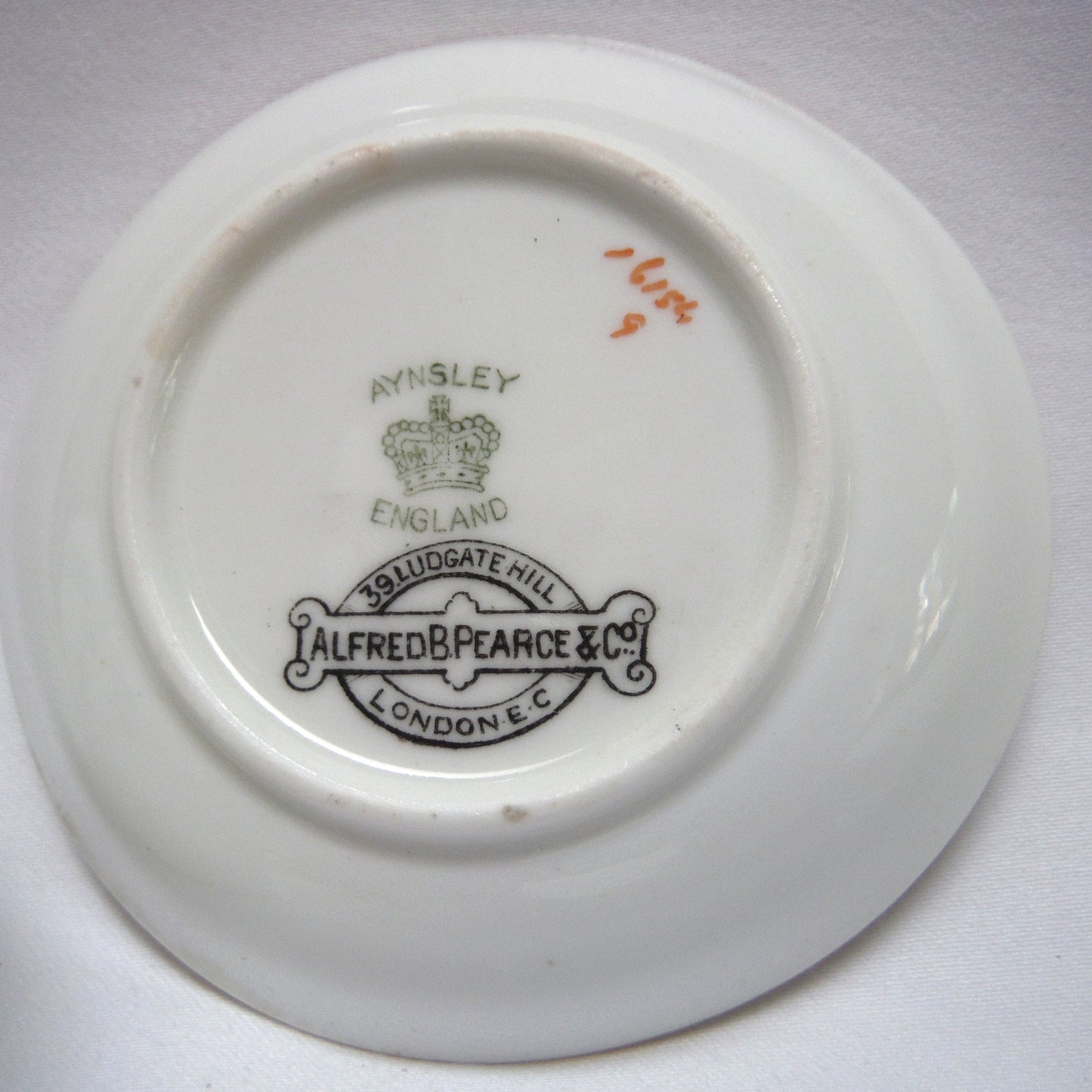 RARE 1910-1925 ANTIQUE DEMITASSE CUP AND SAUCER, in the ROSE AND GARLAND PATTERN From AYNSLEY of London, England