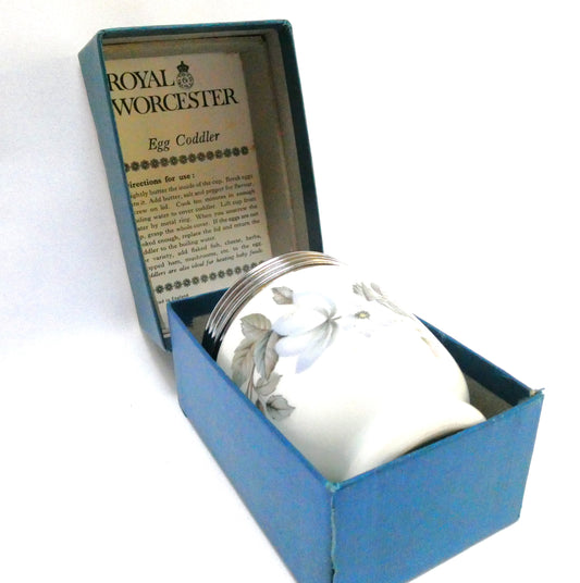 ROYAL WORCESTER VINTAGE EGG CODDLER: Garland Floral Pattern, with Original Box!