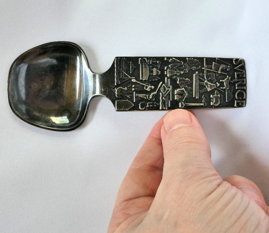 Vintage 1960's Swedish Silverplated Nordic-Imagery Spoon, Designed by C.G. Hallberg