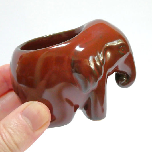 PartyLite Brown Ceramic Kneeling Elephant Tea Light Candle Holder