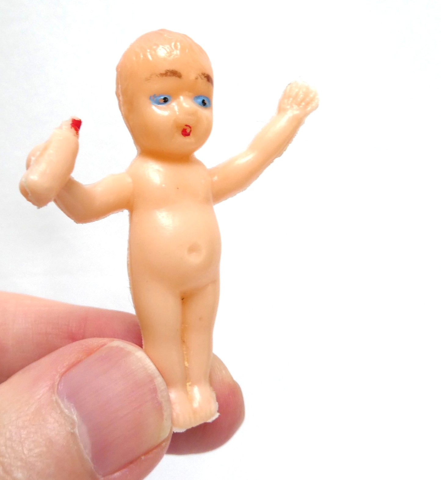 1950's Vintage Plastic Dollhouse Miniature Baby Figurines, aka "Frozen Charlotte Dolls"