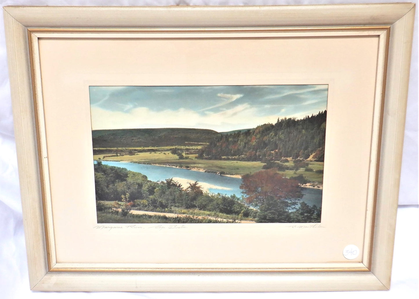 Vintage Hand-Tinted Nova Scotia Photograph by Raymond Martheleur: 'MARGAREE RIVER, CAPE BRETON'