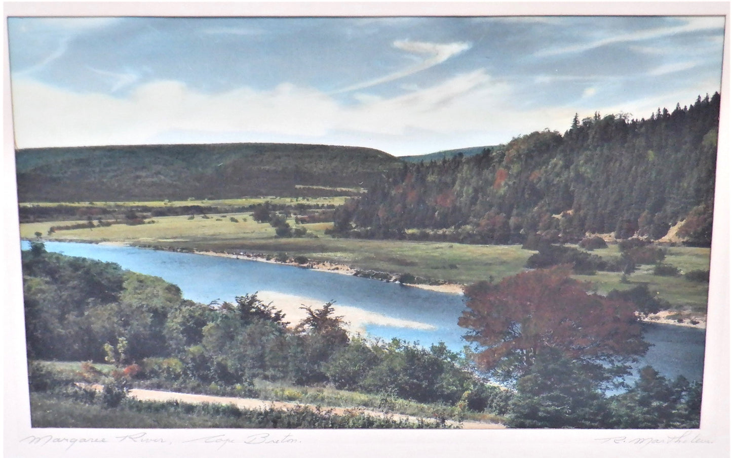 Vintage Hand-Tinted Nova Scotia Photograph by Raymond Martheleur: 'MARGAREE RIVER, CAPE BRETON'