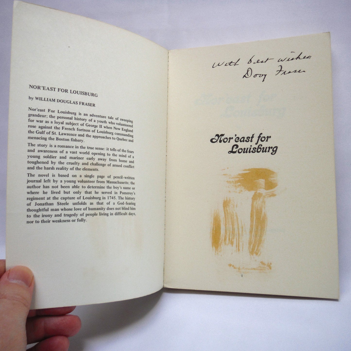 NOR'EAST FOR LOUISBURG, An Adventure Novel by William Douglas Fraser (1st Ed. SIGNED)