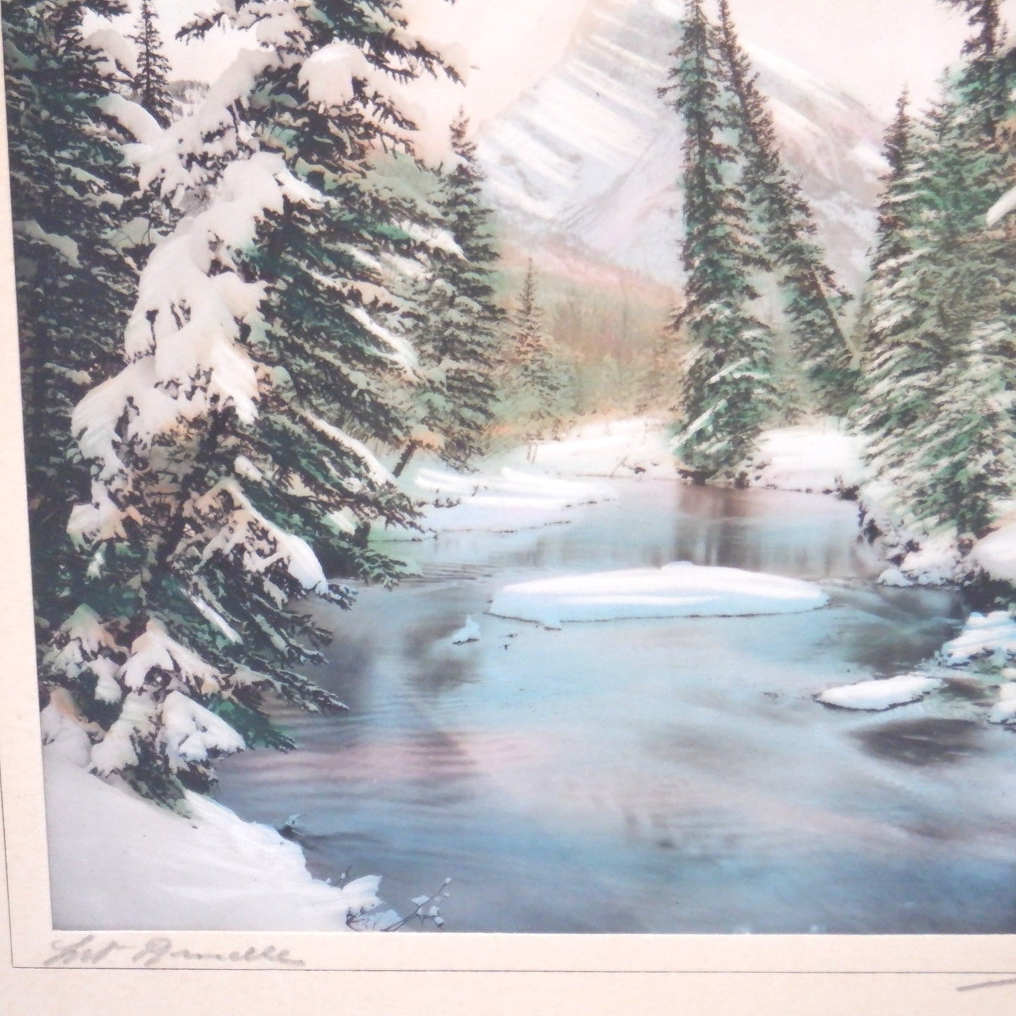 An Early-Century RARE Hand-Tinted Photograph from Alberta, Canada by GEORGE NOBLE: 'MOUNT RUNDLE'