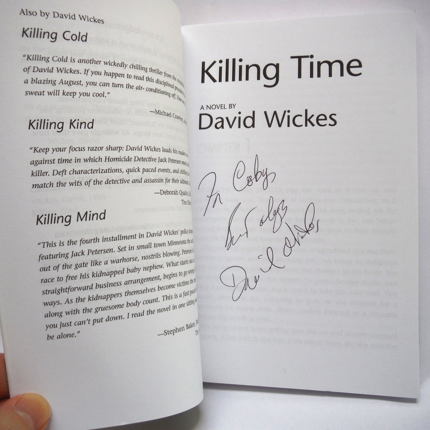 KILLING TIME, The Original Jack Petersen Novel First Time in Paperback, by David Wickes (1st Ed. SIGNED)